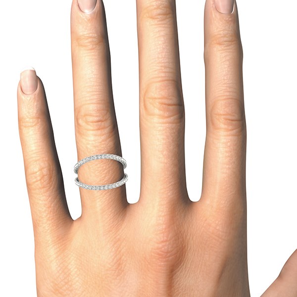 Diamond Split Ring in 14K White Gold | Pavé