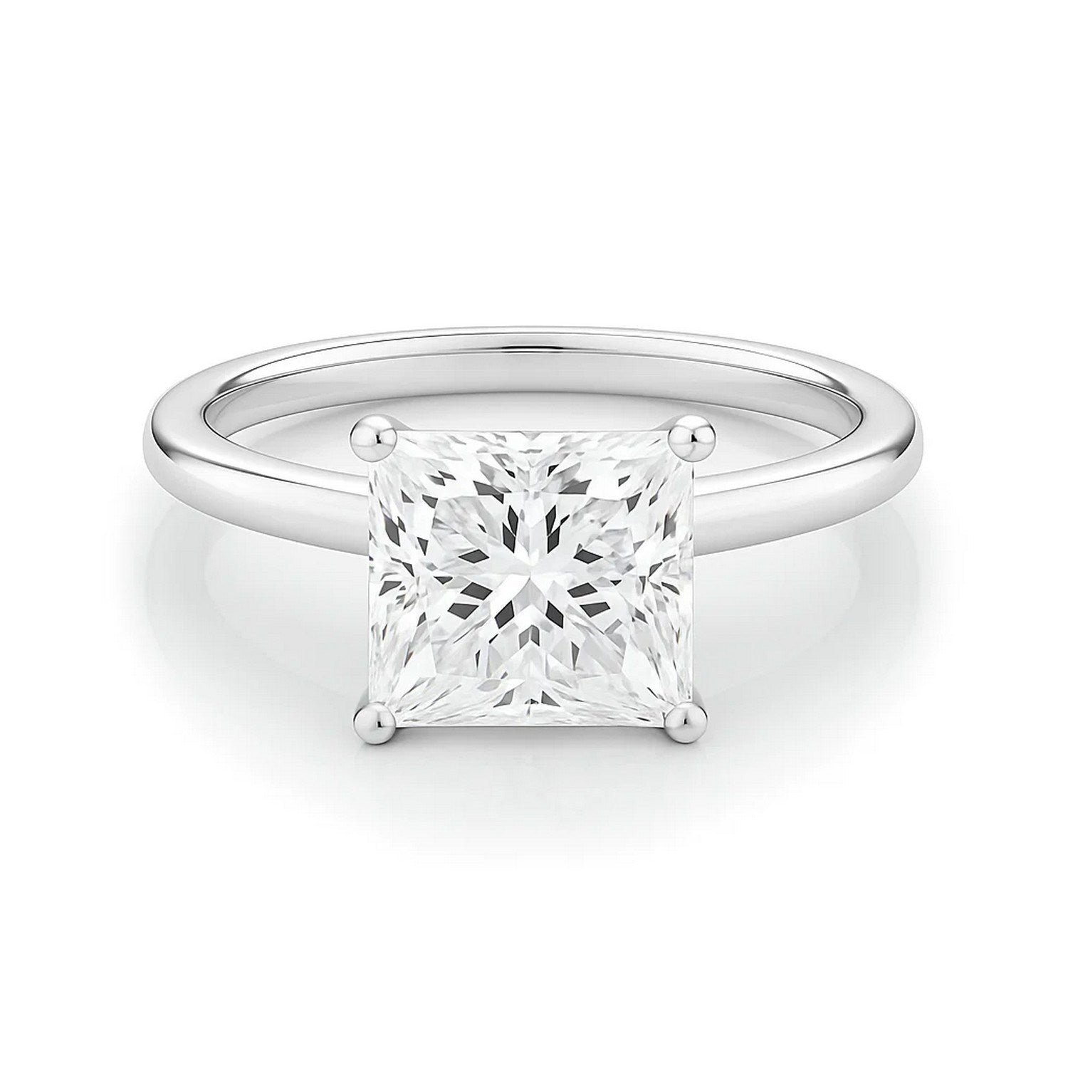 3 Carat Princess Lab Grown Diamond Solitaire Ring in 14K Yellow Gold