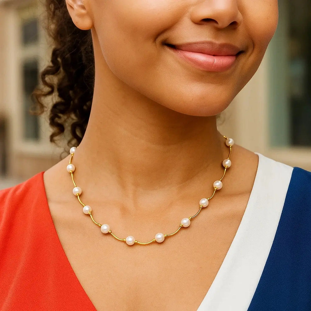 Arc Link Necklace & Pearls  Choker DEEVE