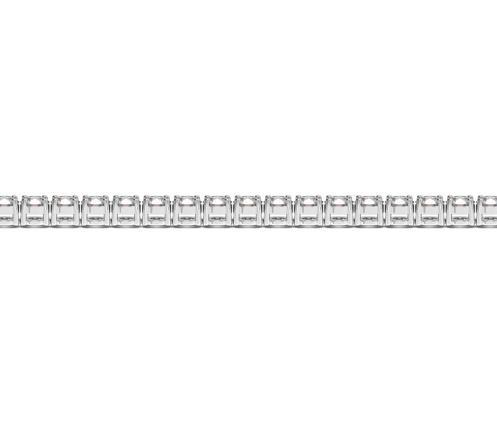 Flat strand of a 6 carat lab grown diamond tennis bracelet in 14K white gold