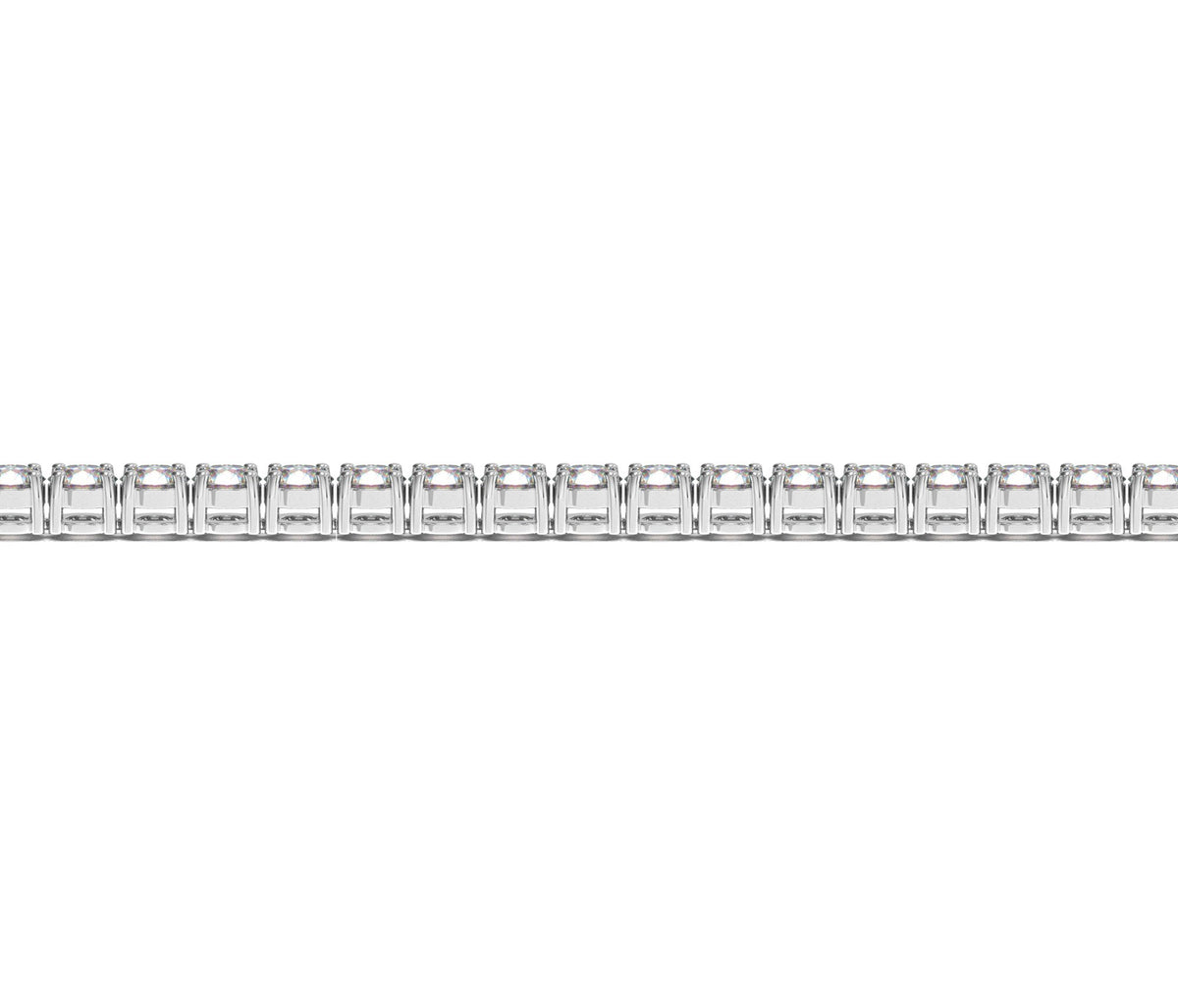 Flat strand of a 6 carat lab grown diamond tennis bracelet in 14K white gold