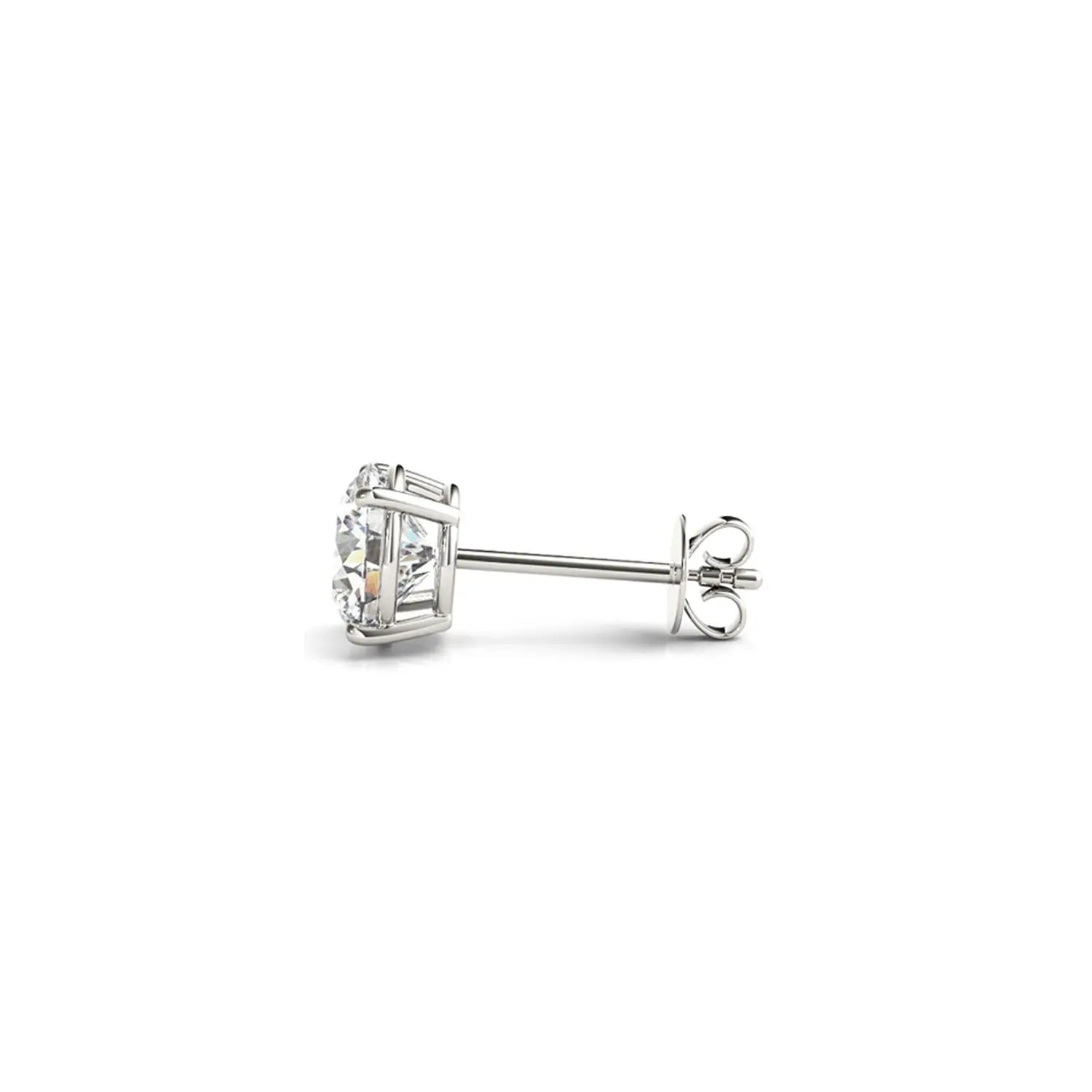 Close-up of 2.00 ct IGI certified round-cut lab-grown diamonds in 14K gold stud earrings — DEEVE