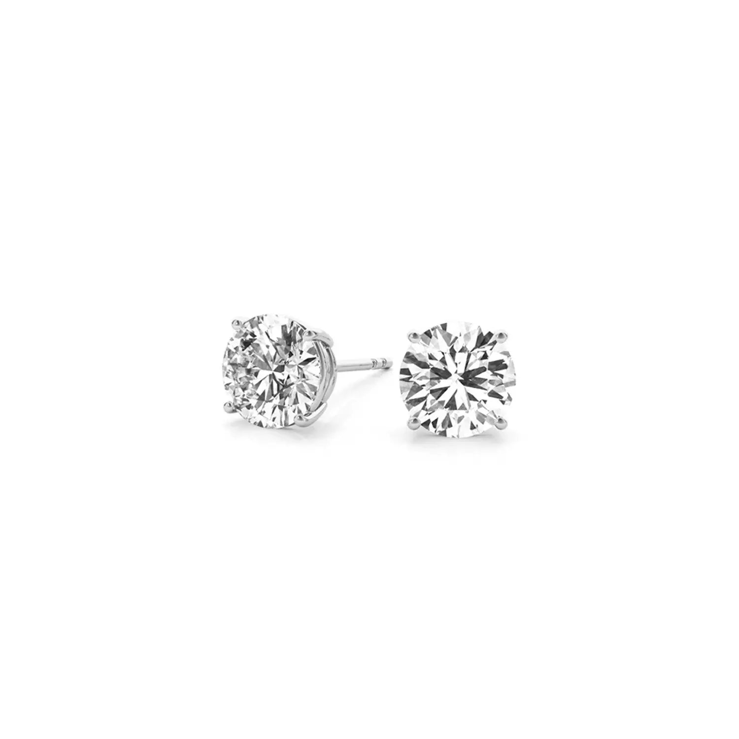 Side profile of 2.00 ct lab-grown diamond stud earrings, four-prong setting — DEEVE