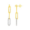Diamond Paperclip Chain Dangle Earrings in 14K Yellow Gold