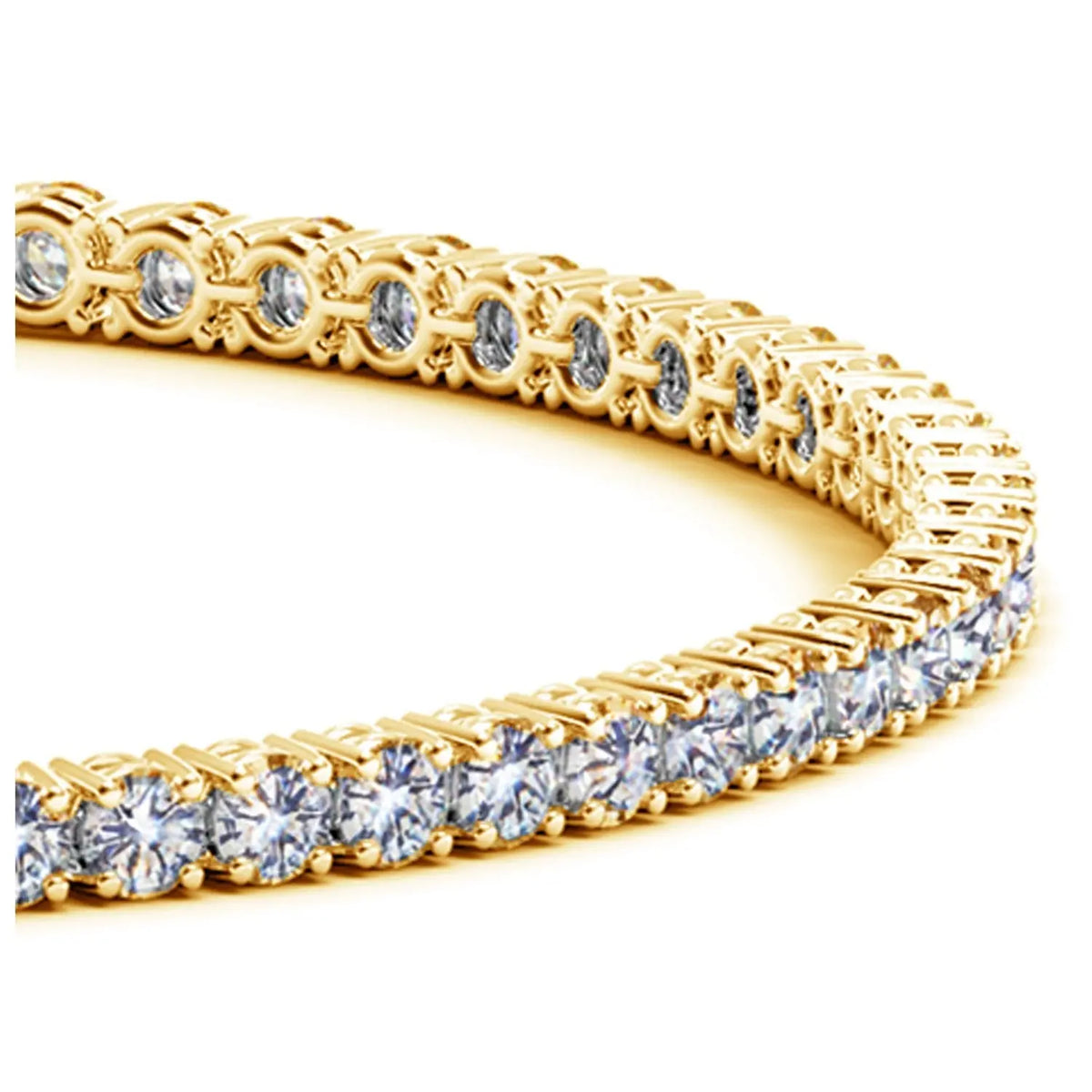 Side profile of 4.00 ct lab-grown diamond tennis bracelet in 14K Solid Gold, box clasp — DEEVE