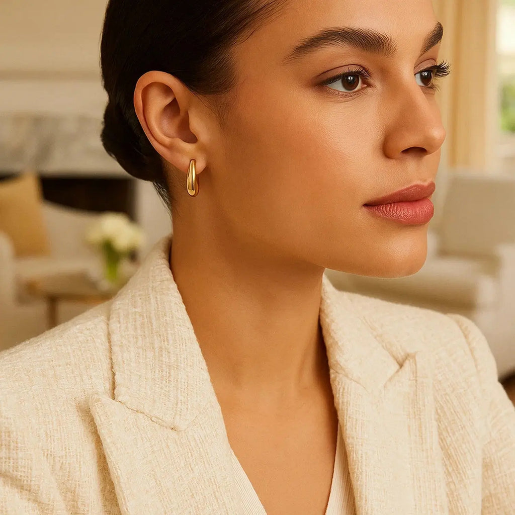 Medium Tapered Hoop Earrings | 14K Gold  Hoop Earrings DEEVE