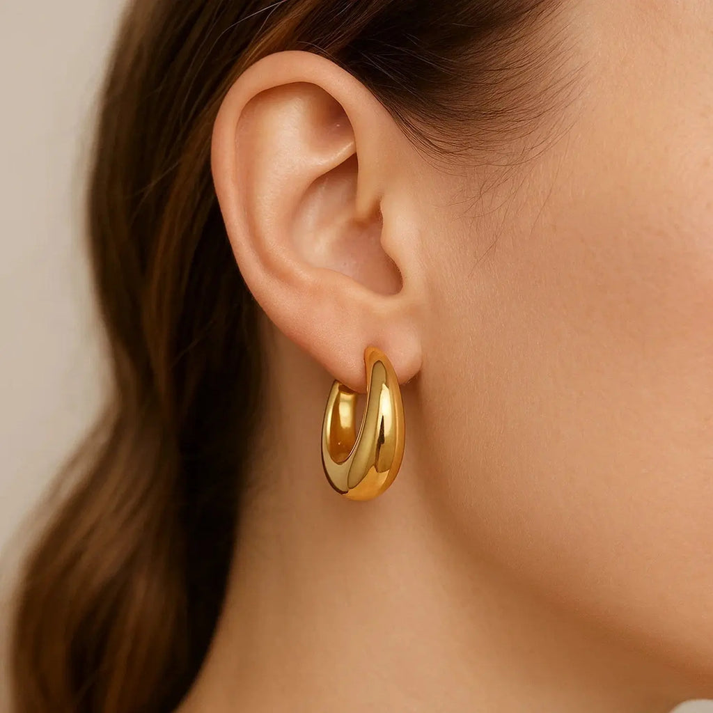 Medium Tapered Hoop Earrings | 14K Gold  Hoop Earrings DEEVE