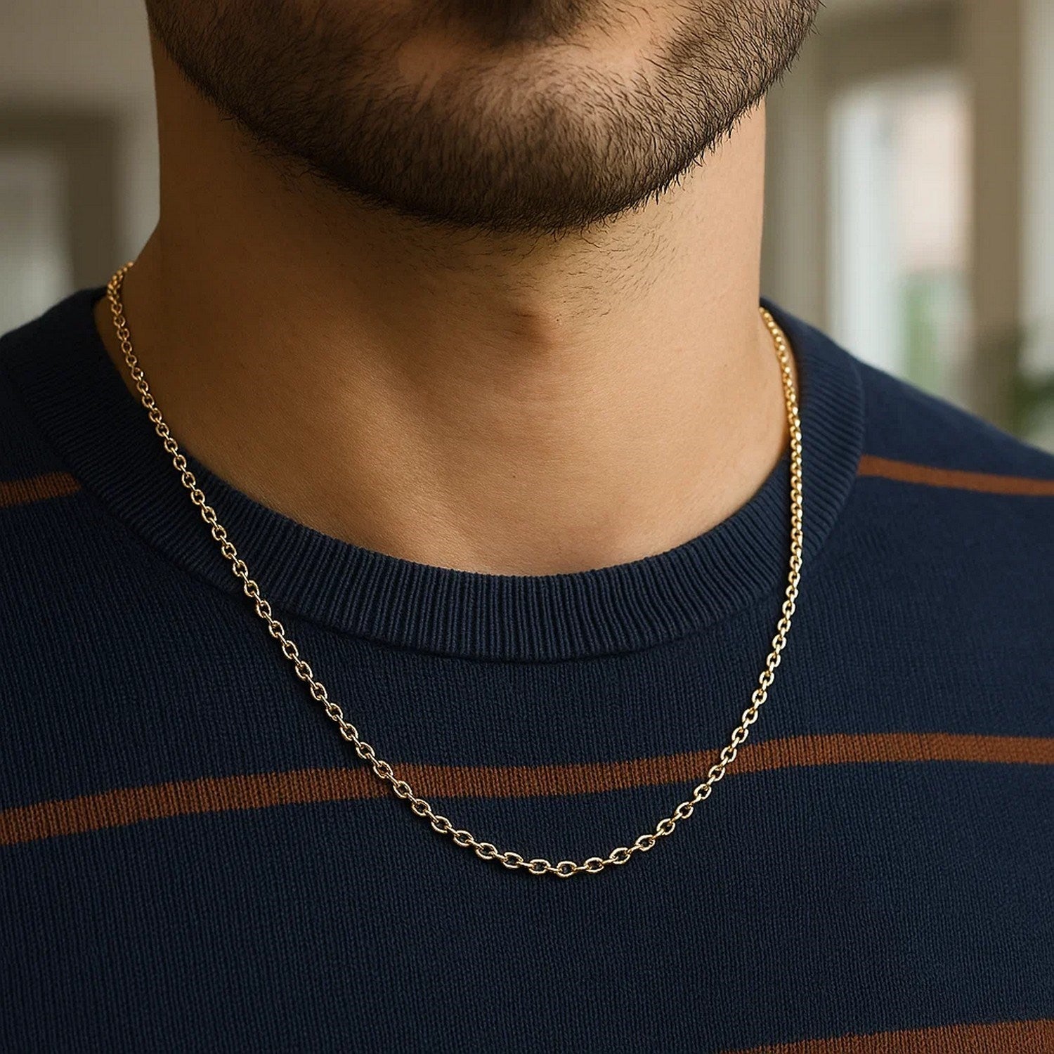 Round Cable Link Chain Necklace in 14K Gold | 2.40mm