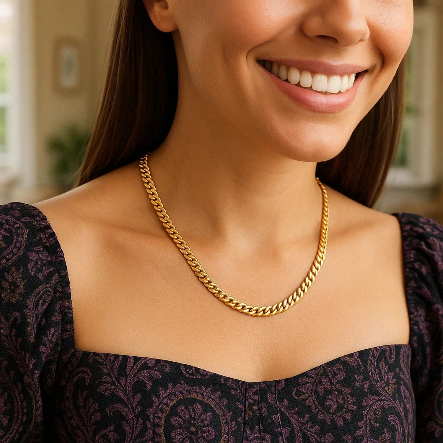 Semi-Solid Miami Cuban Chain Necklace in 14K Yellow Gold | 4.50mm