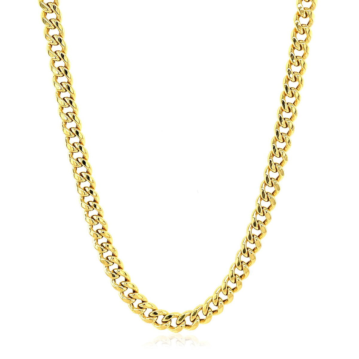 Semi-Solid Miami Cuban Chain Necklace in 14K Yellow Gold | 4.50mm