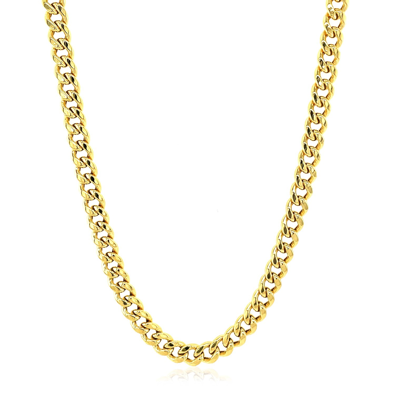 Semi-Solid Miami Cuban Chain Necklace in 14K Yellow Gold | 4.50mm