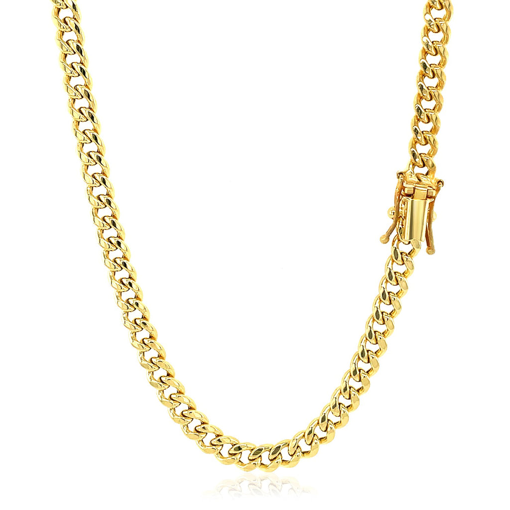 Semi-solid Miami Cuban chain necklace in 14K yellow gold, 4.50mm