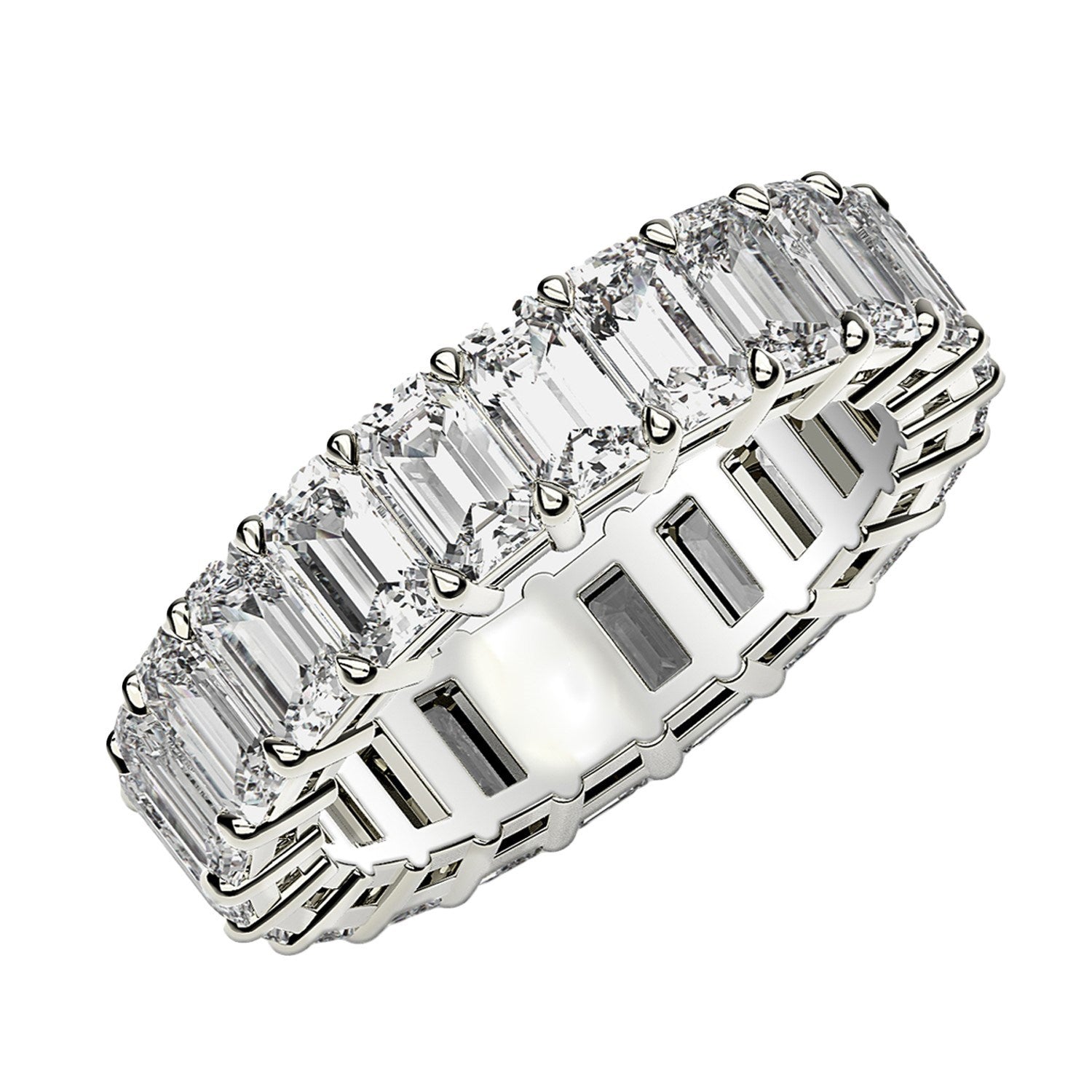 3.00ct Emerald Cut Lab Grown Diamond Eternity Ring 14K White Gold — Top View, DEEVE