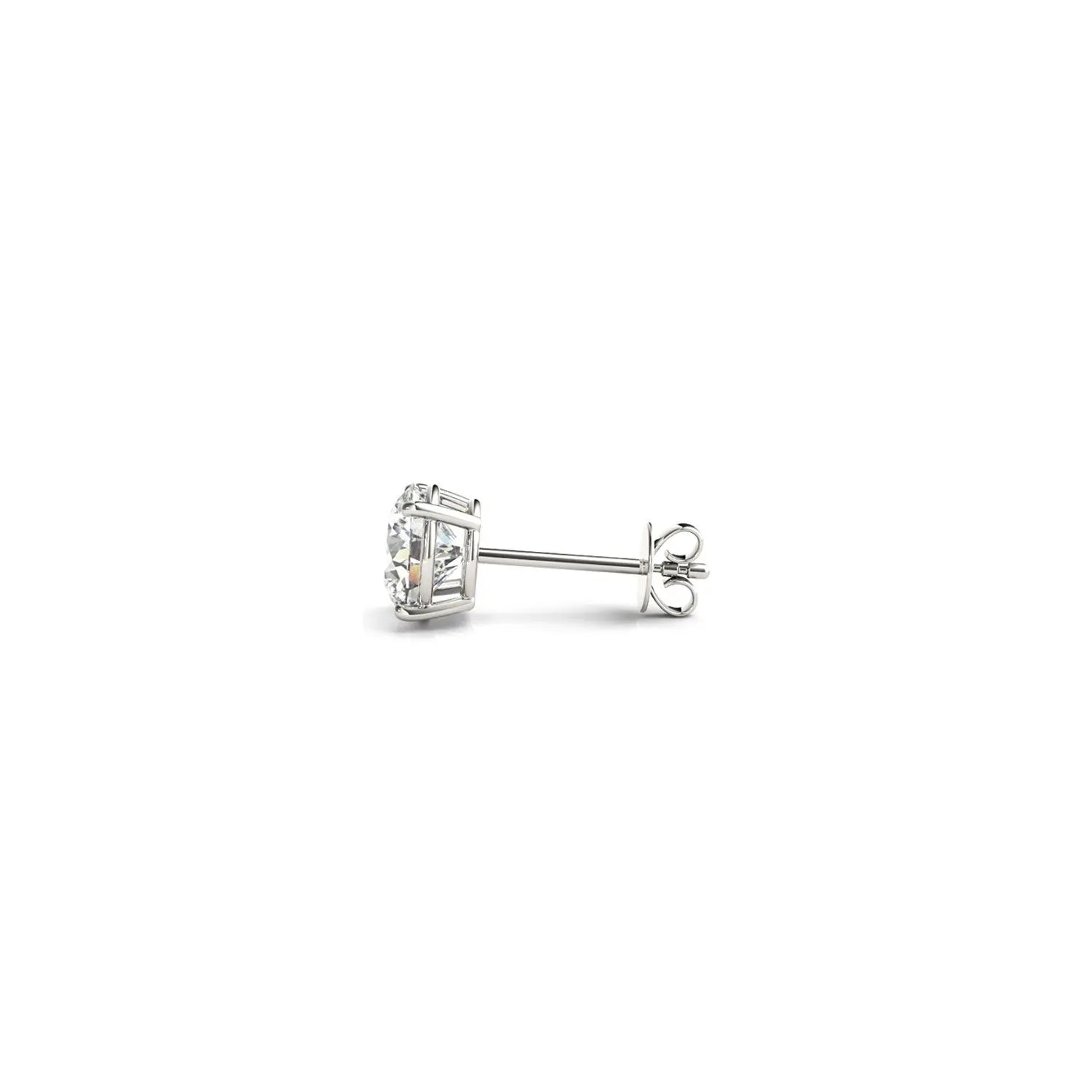 Close-up of 1.00 ct IGI certified round-cut lab-grown diamonds in 14K gold stud earrings — DEEVE