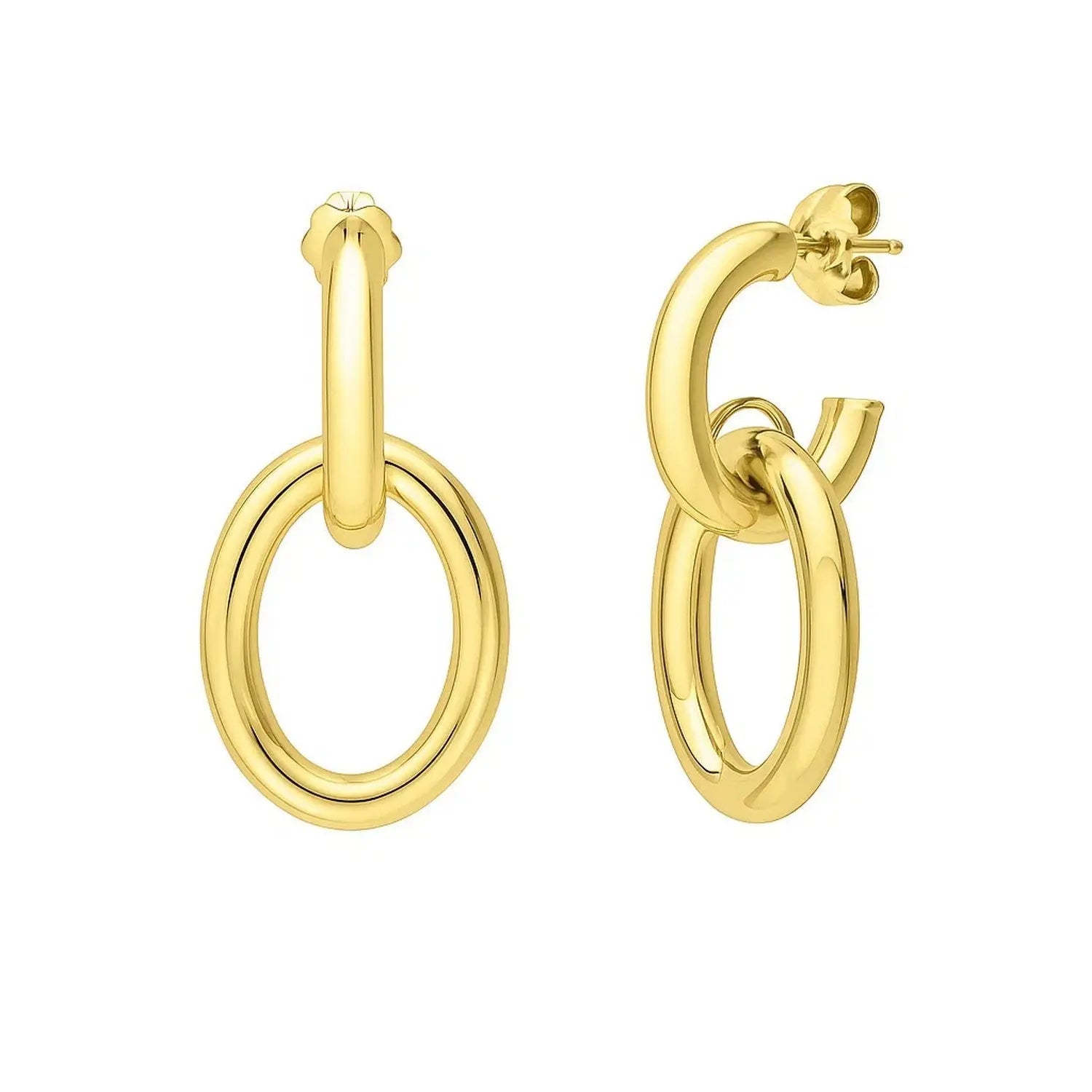 Interlocking Link Earrings | 14K Gold  Drop Earrings DEEVE