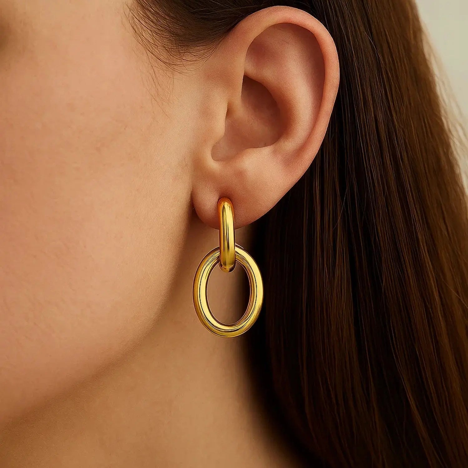 Interlocking Link Earrings | 14K Gold  Drop Earrings DEEVE