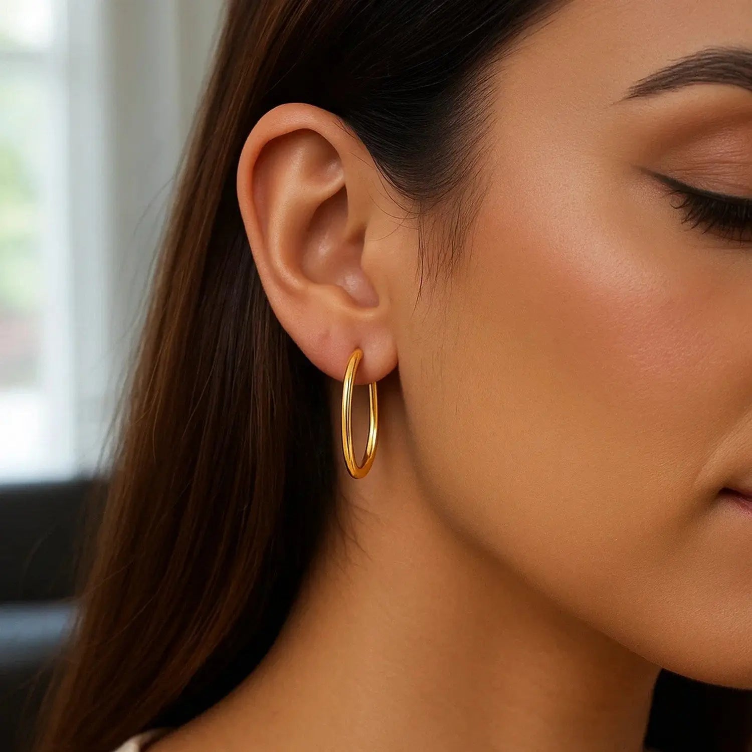 Endless Oval Hoop Earrings | 14K Gold  Hoop Earrings DEEVE