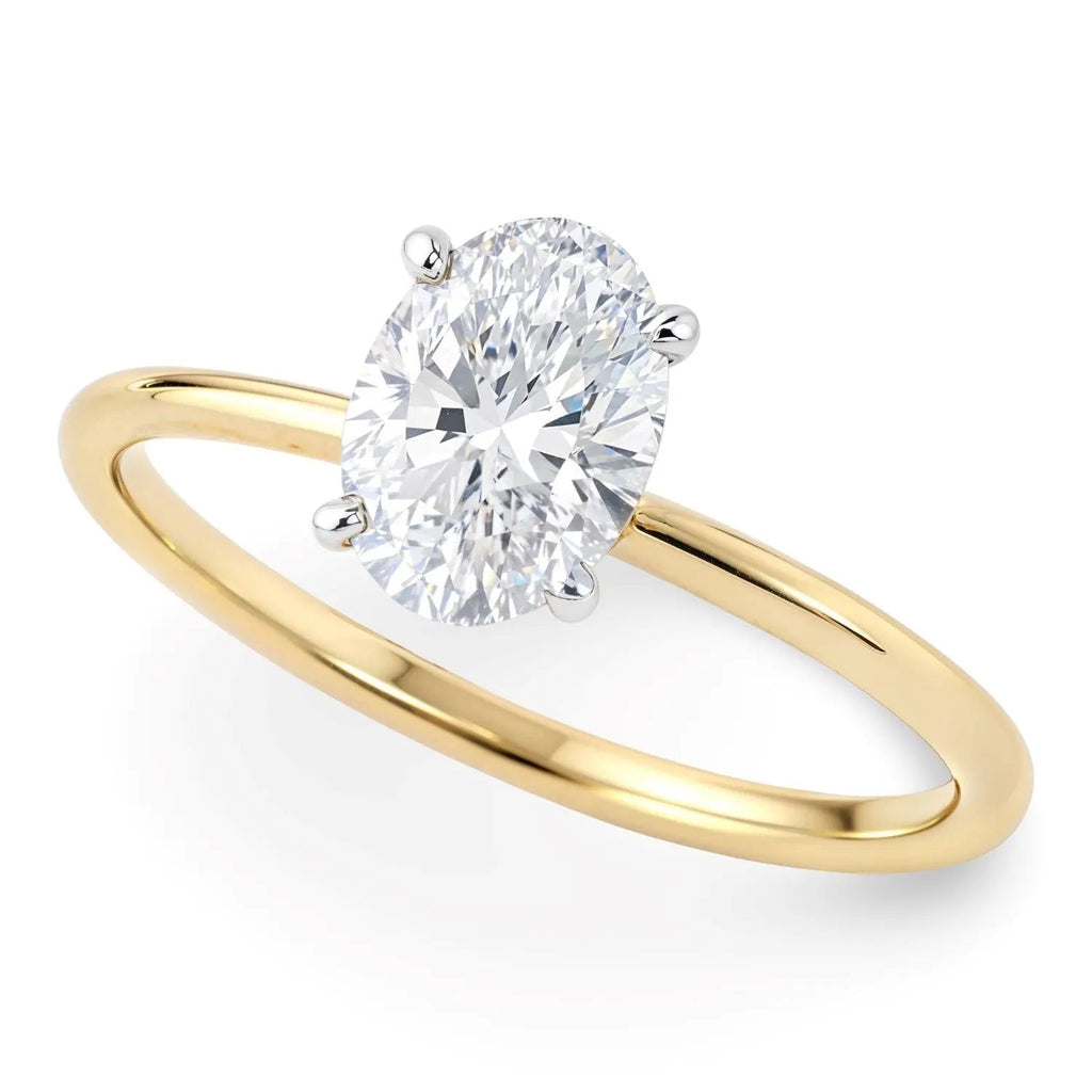 1 Carat Oval Lab Grown Diamond Solitaire Ring in 14K Yellow Gold