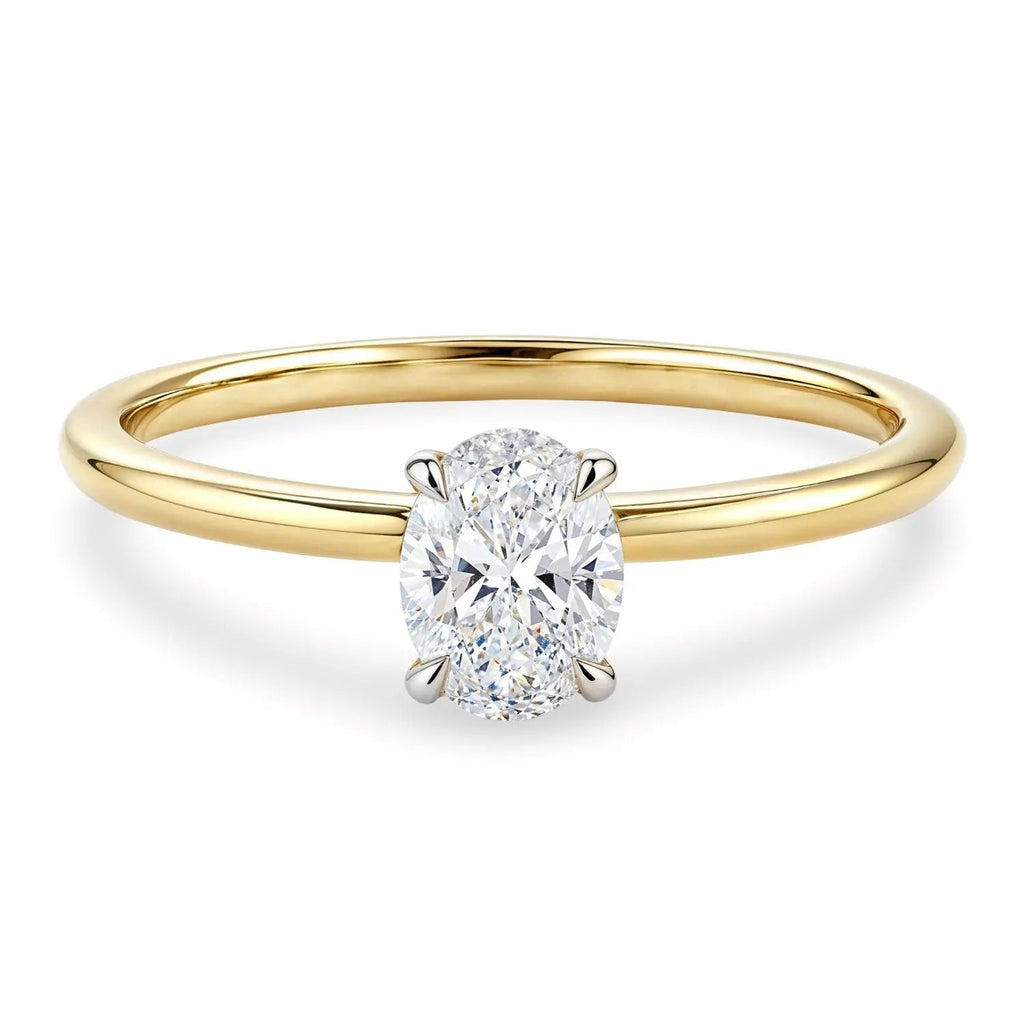 1 Carat Oval Lab Grown Diamond Solitaire Ring in 14K Yellow Gold