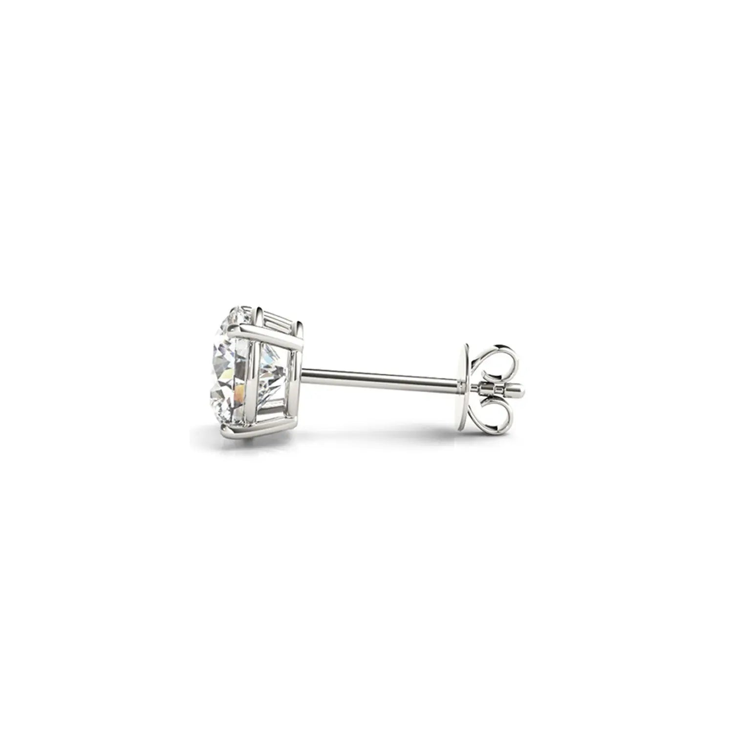 Close-up of 3.00 ct IGI certified round-cut lab-grown diamonds in 14K gold stud earrings — DEEVE