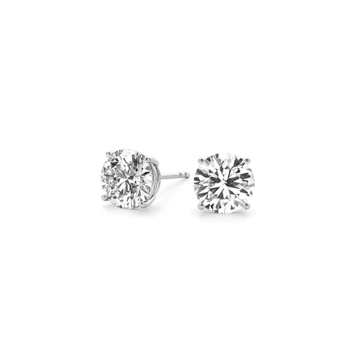 Side profile of 3.00 ct lab-grown diamond stud earrings, four-prong setting — DEEVE