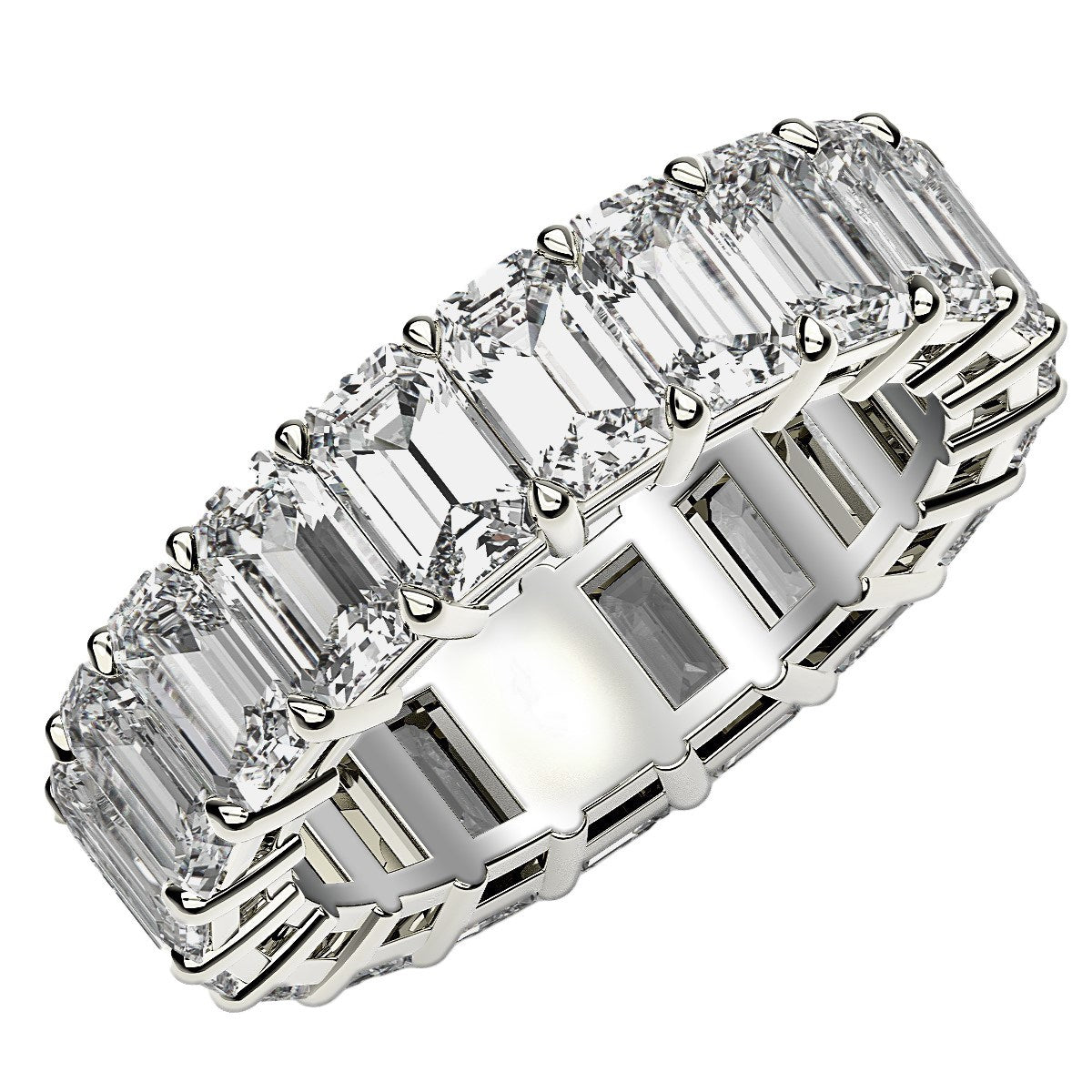 7.00 ct Emerald Cut Lab Grown Diamond Eternity Ring in 14K White Gold