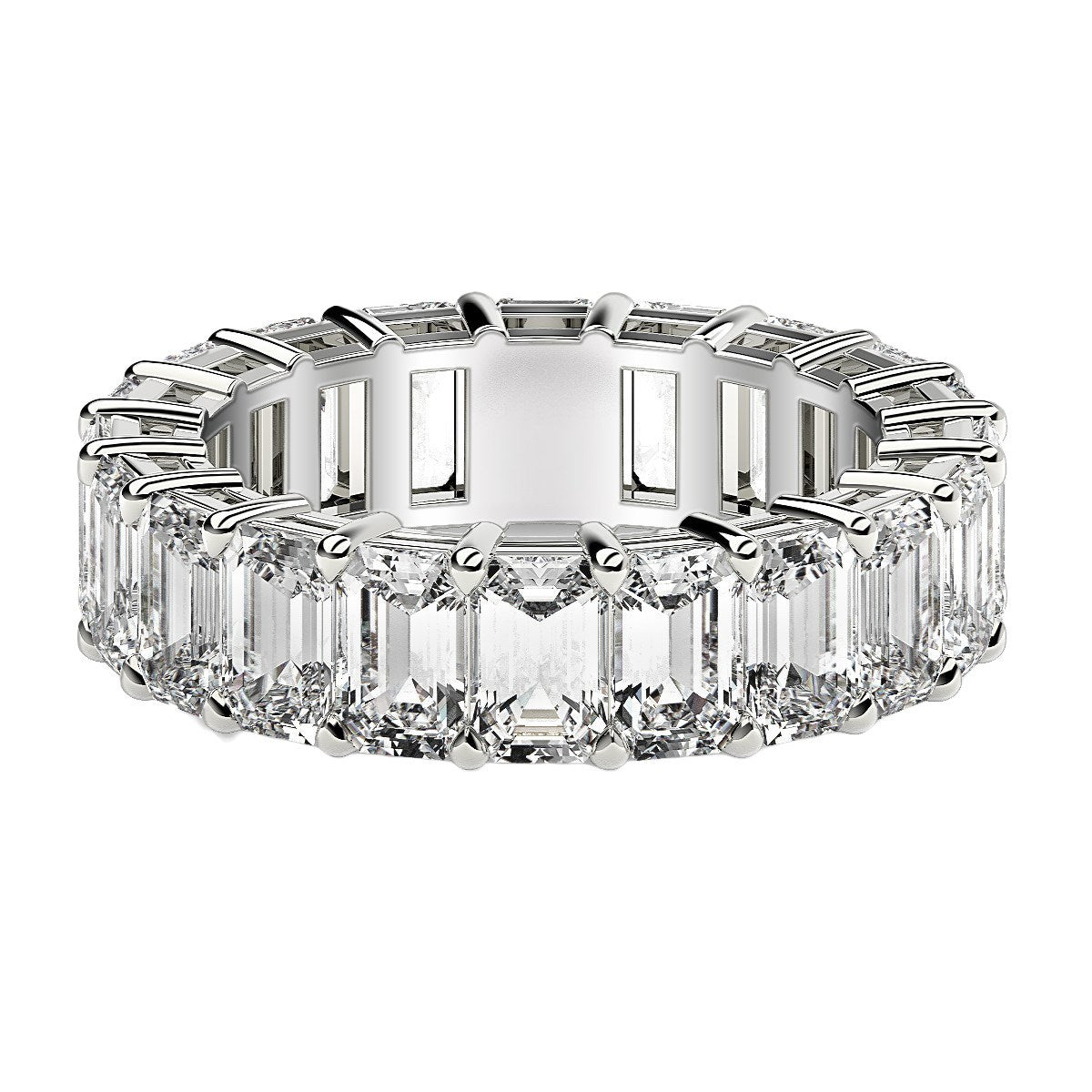 7.00 ct Emerald Cut Lab Grown Diamond Eternity Ring in 14K White Gold