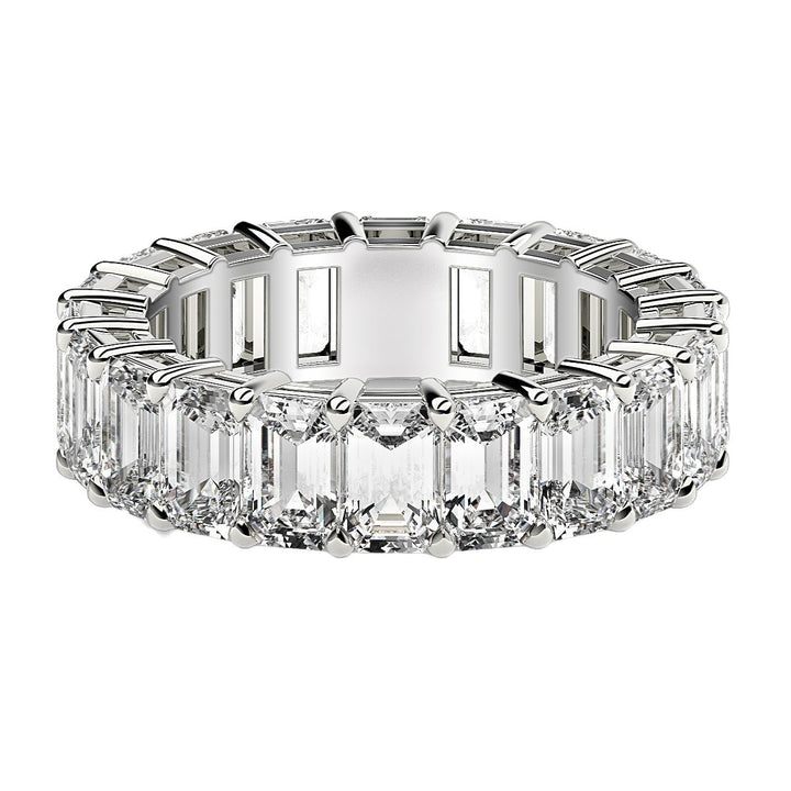 7.00 ct Emerald Cut Lab Grown Diamond Eternity Ring in 14K White Gold