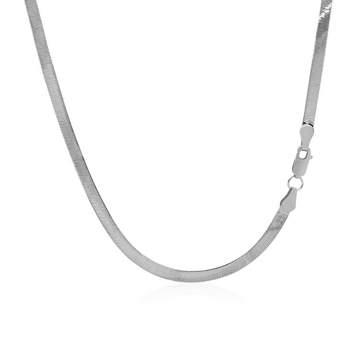 Herringbone chain in 14K white gold with the clasp at the side