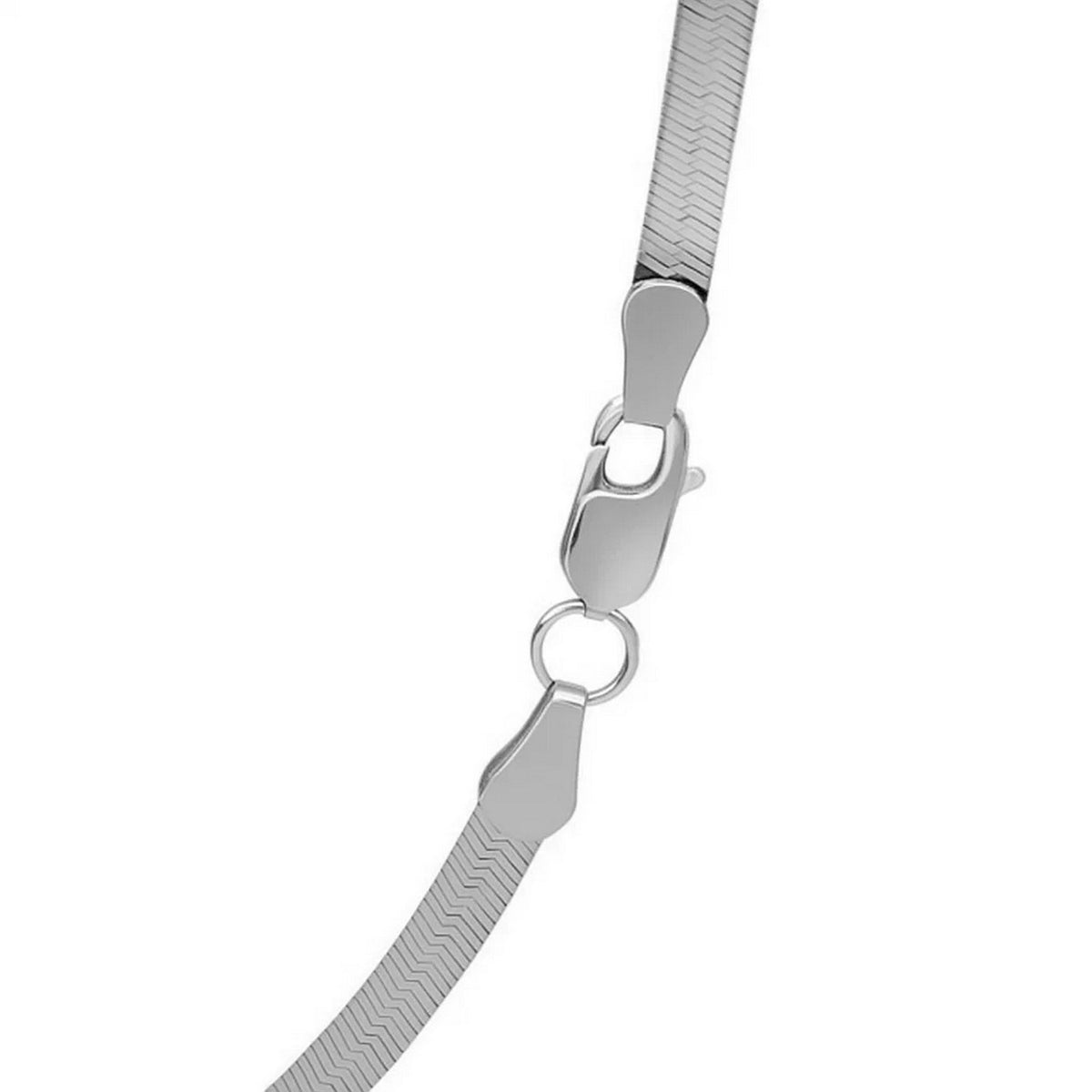 Lobster clasp on the 2.80mm herringbone chain in 14K white gold