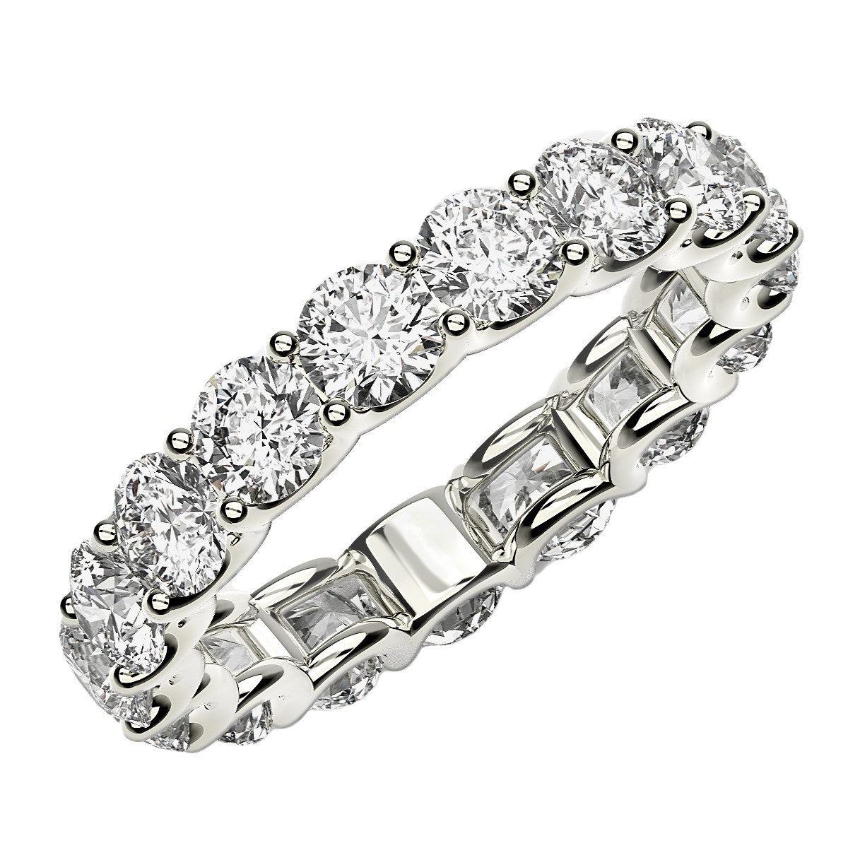 3.00ct Round Lab Grown Diamond Eternity Ring — Side Profile, Arch Prong, DEEVE