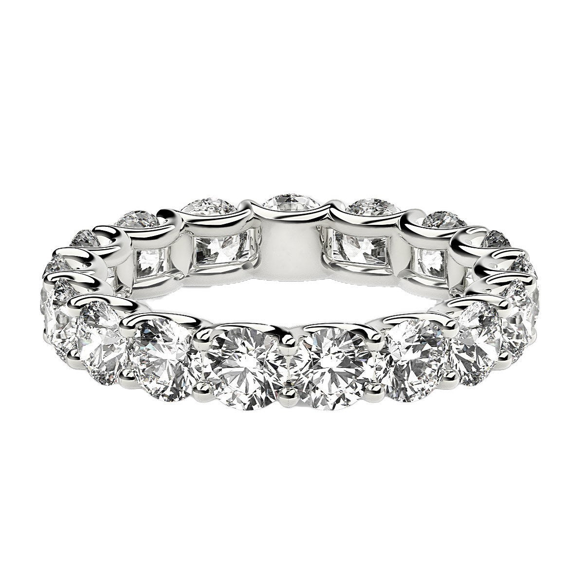 3.00ct Round Lab Grown Diamond Eternity Ring 14K White Gold — Top View, DEEVE