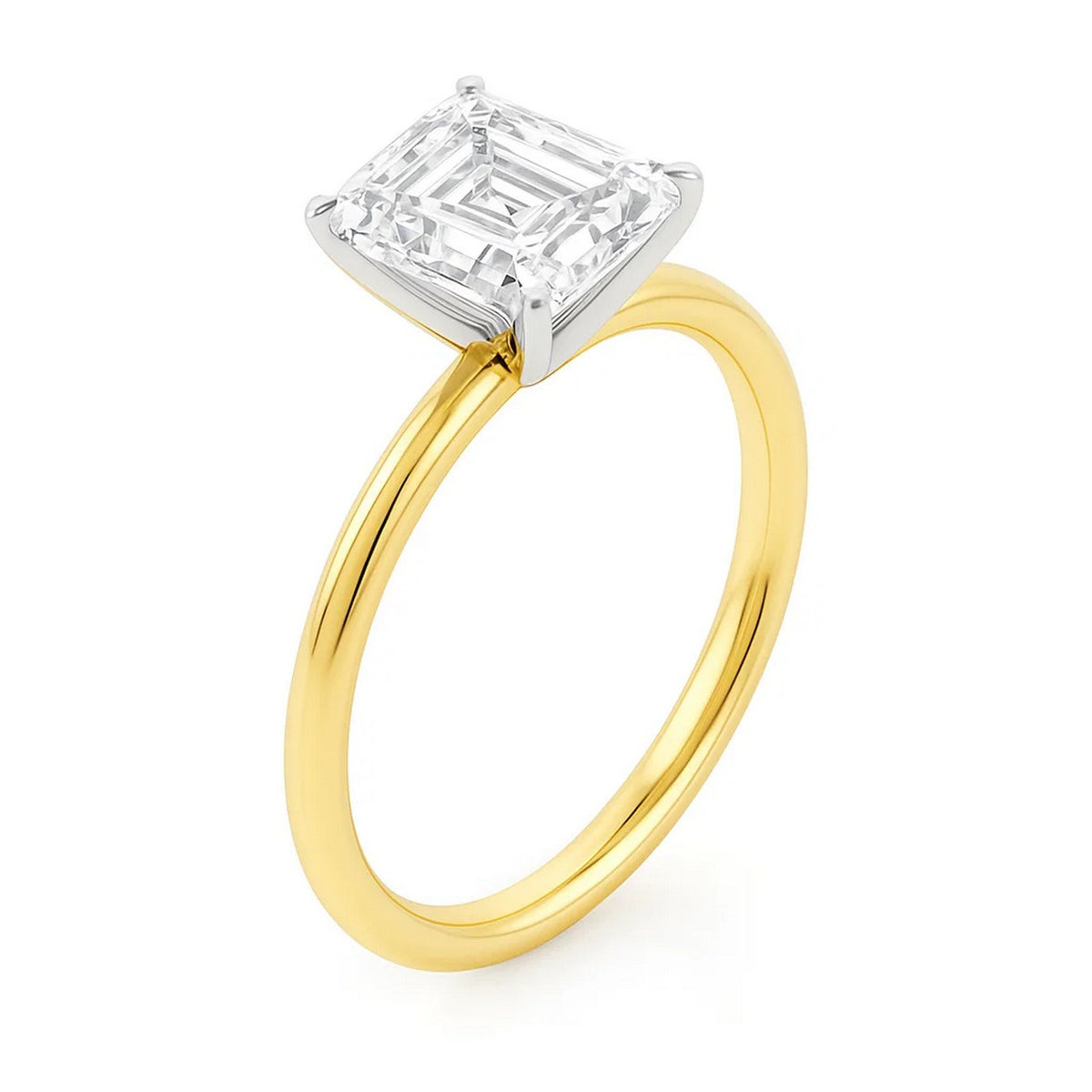 5ct Emerald Lab Grown Diamond Ring, 14K Yellow Gold
