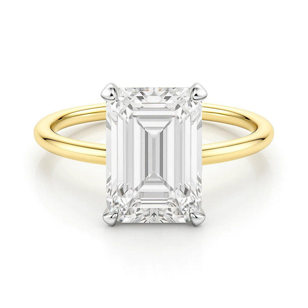 5ct Emerald Lab Grown Diamond Ring, 14K Yellow Gold