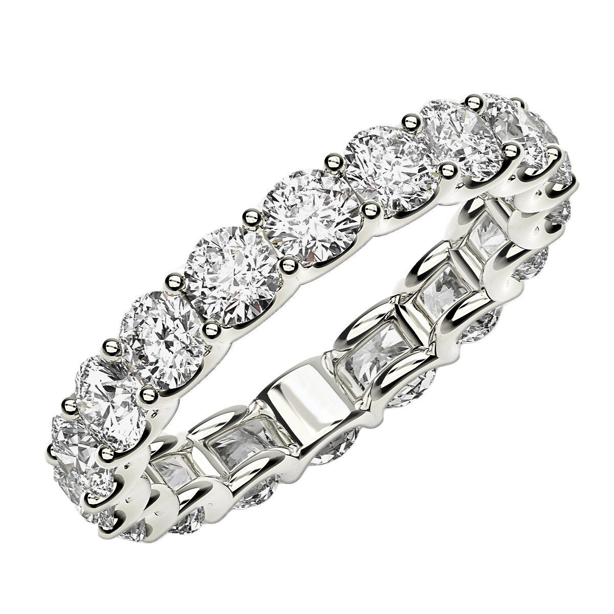 2.00ct Round Lab Grown Diamond Eternity Ring — Side Profile, Arch Prong, DEEVE