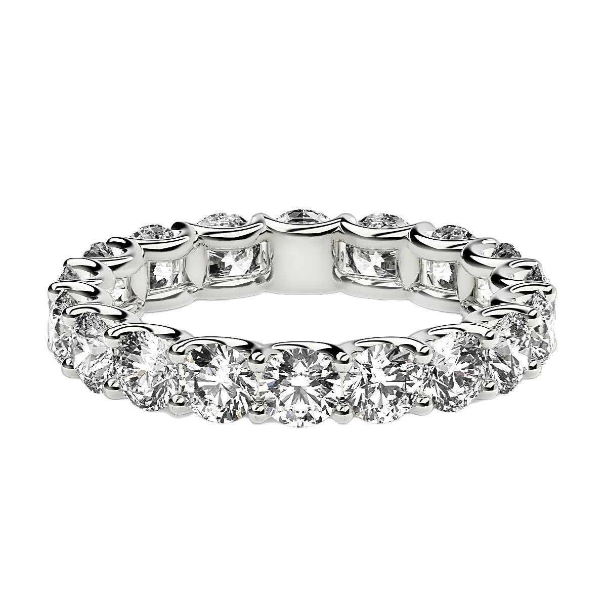 2.00ct Round Lab Grown Diamond Eternity Ring 14K White Gold — Top View, DEEVE