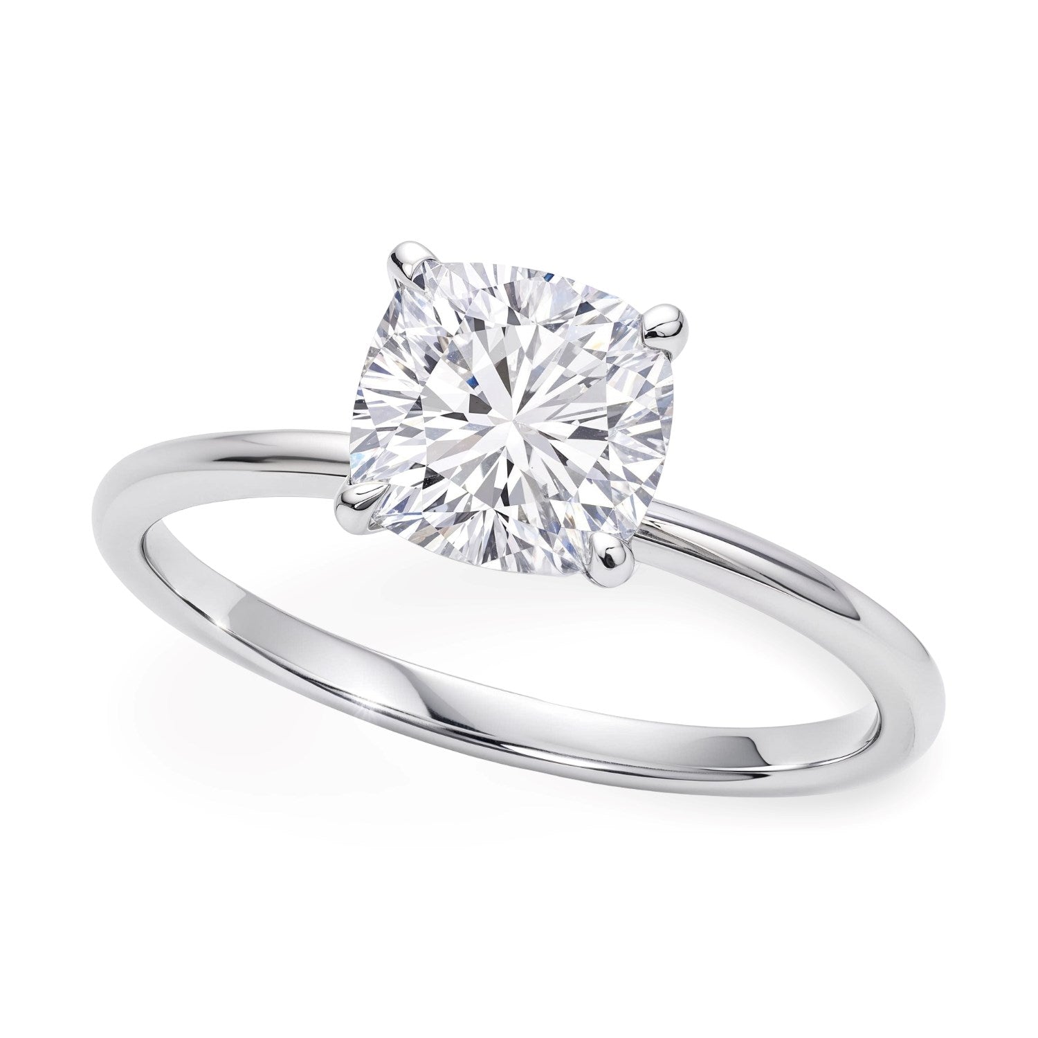 2 Carat Cushion Lab Grown Diamond Solitaire Ring in 14K Yellow Gold