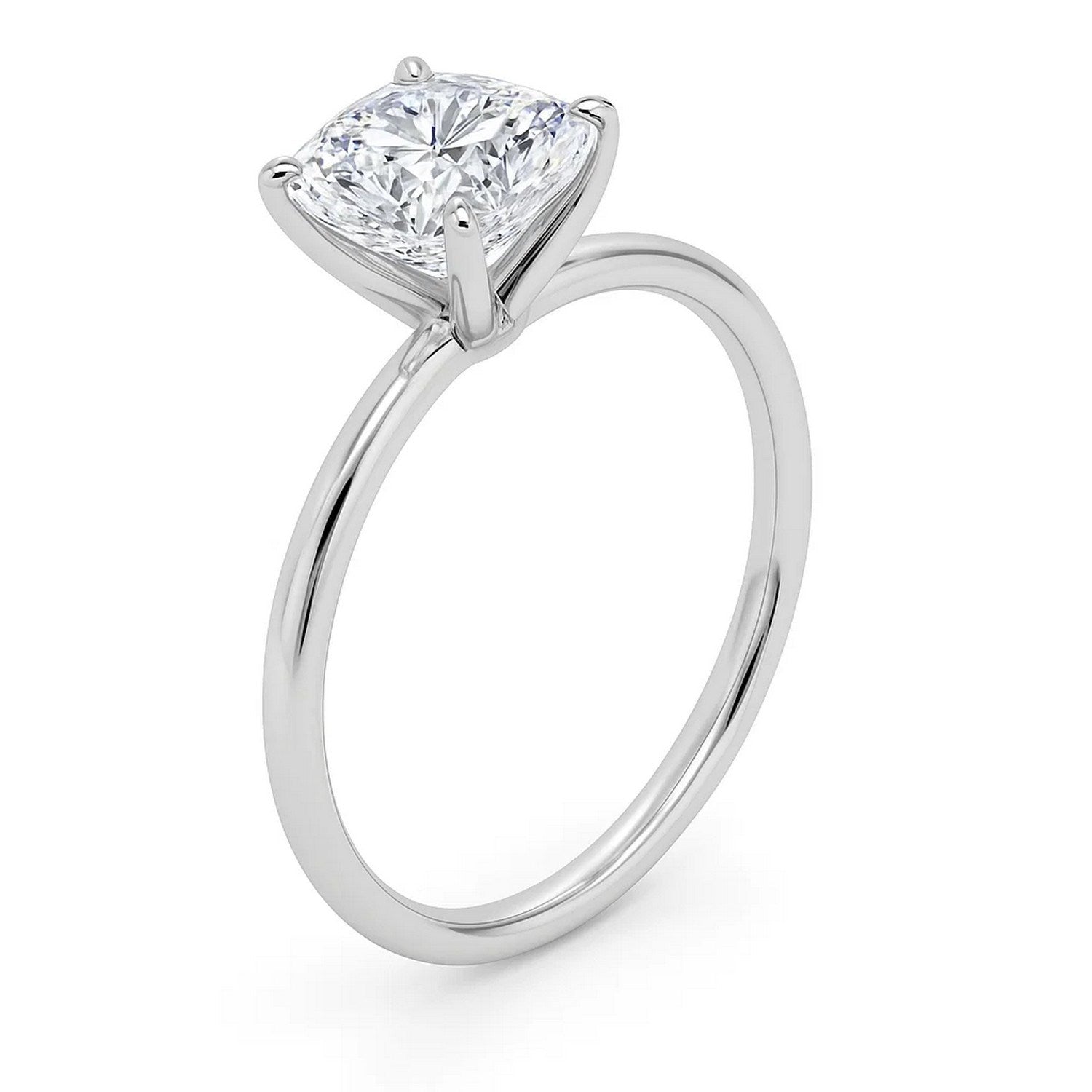 2 Carat Cushion Lab Grown Diamond Solitaire Ring in 14K Yellow Gold