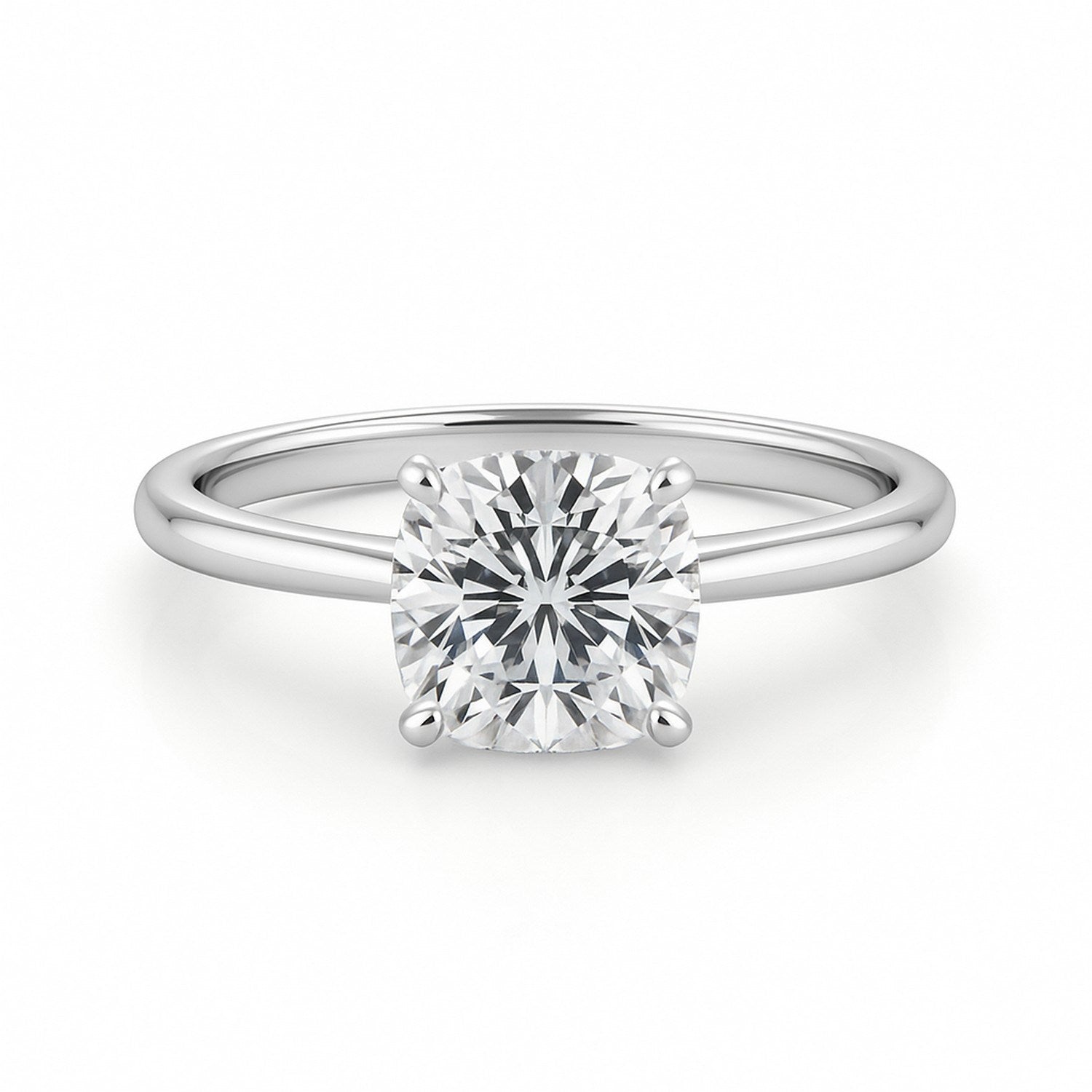 2 Carat Cushion Lab Grown Diamond Solitaire Ring in 14K Yellow Gold