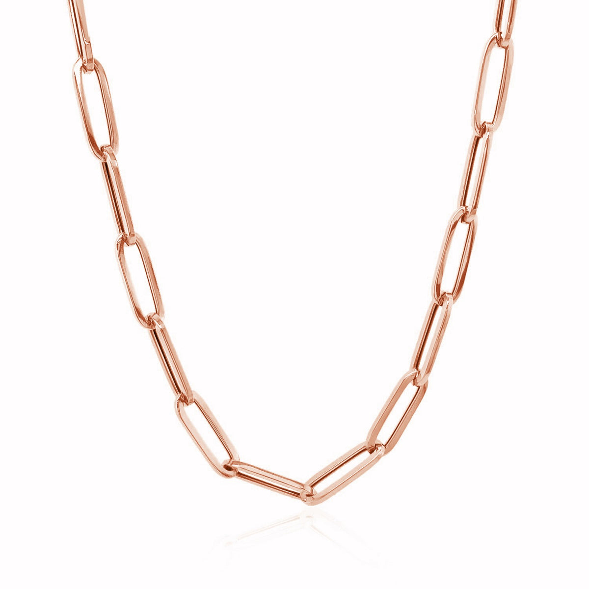 Bold paperclip chain necklace in 14K rose gold, 4.2mm