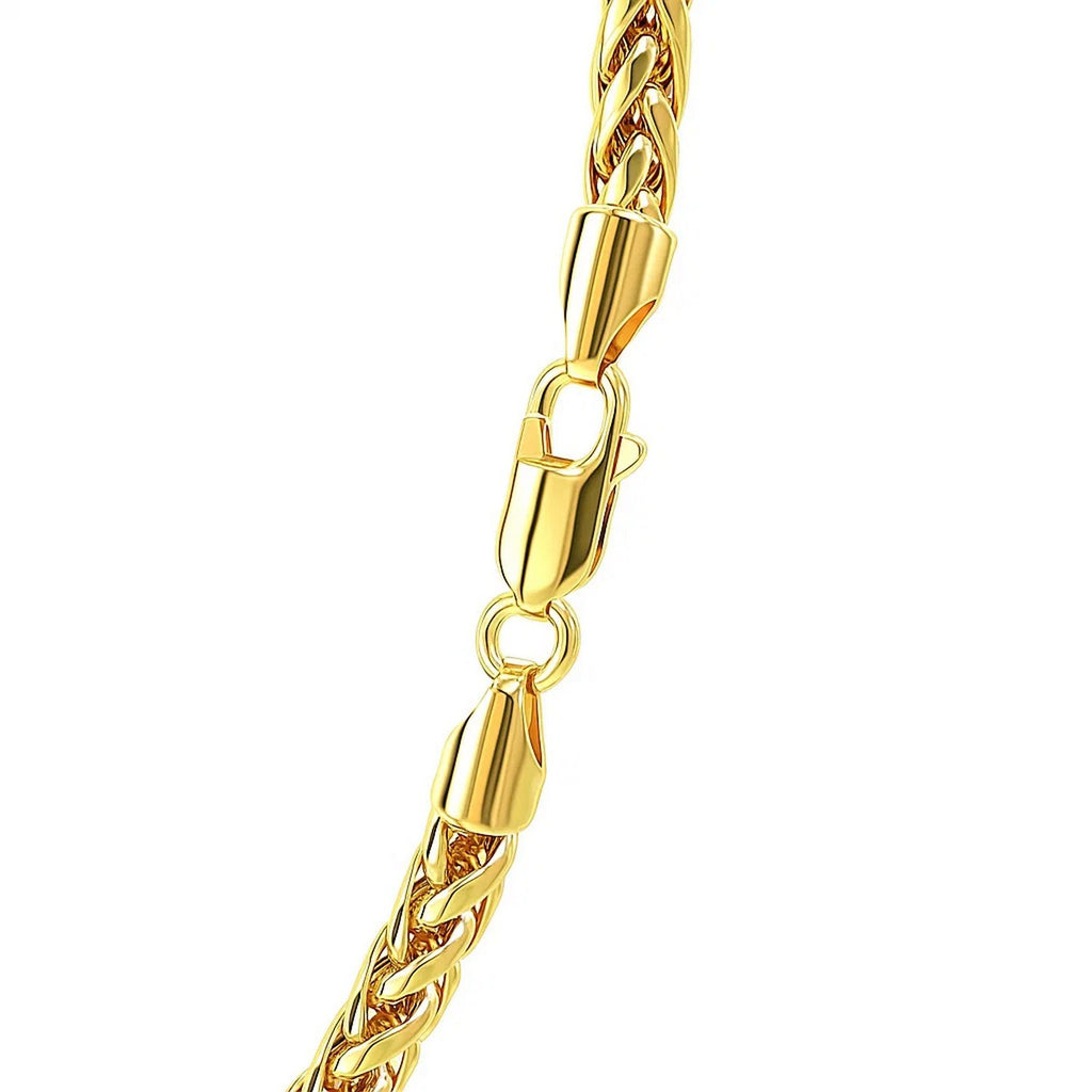 Lobster clasp and end caps on the 4.1mm Franco chain in 14K yellow gold