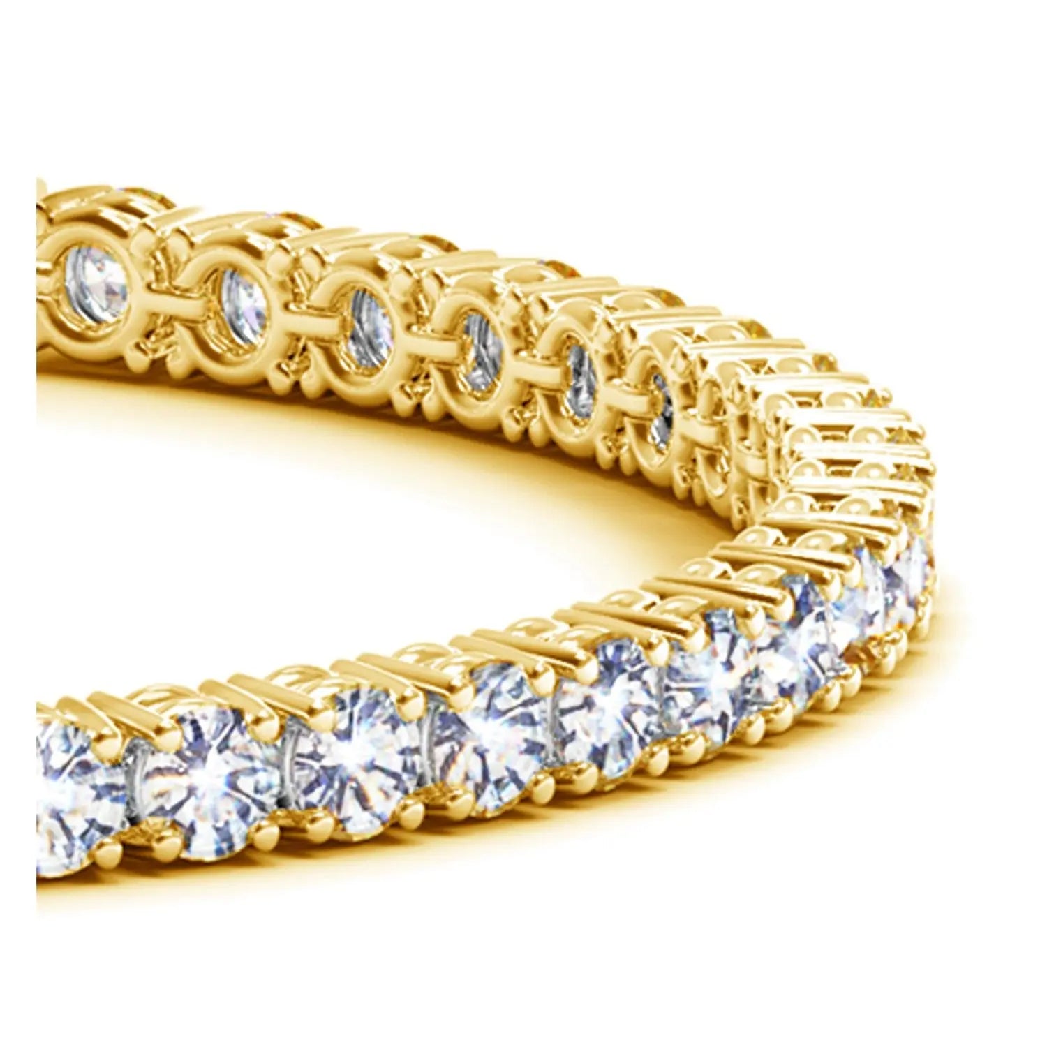 Side profile of 8.00 ct lab-grown diamond tennis bracelet in 14K Solid Gold, box clasp — DEEVE