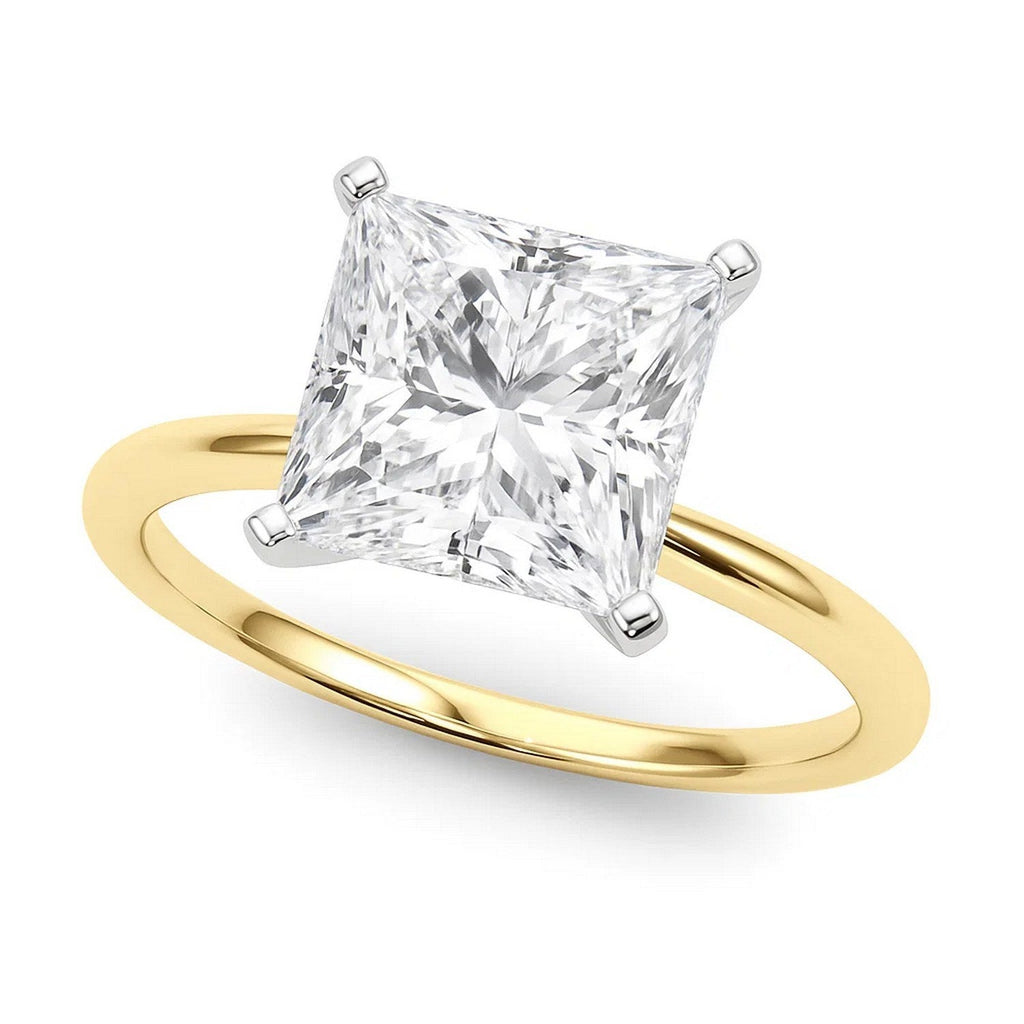 5 Carat Princess Lab Grown Diamond Solitaire Ring in 14K Yellow Gold