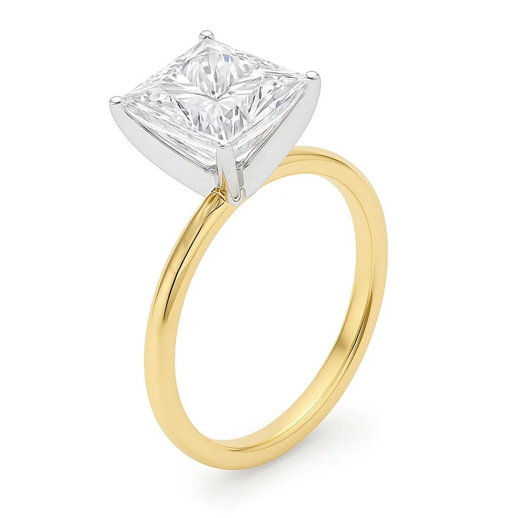 5 Carat Princess Lab Grown Diamond Solitaire Ring in 14K Yellow Gold