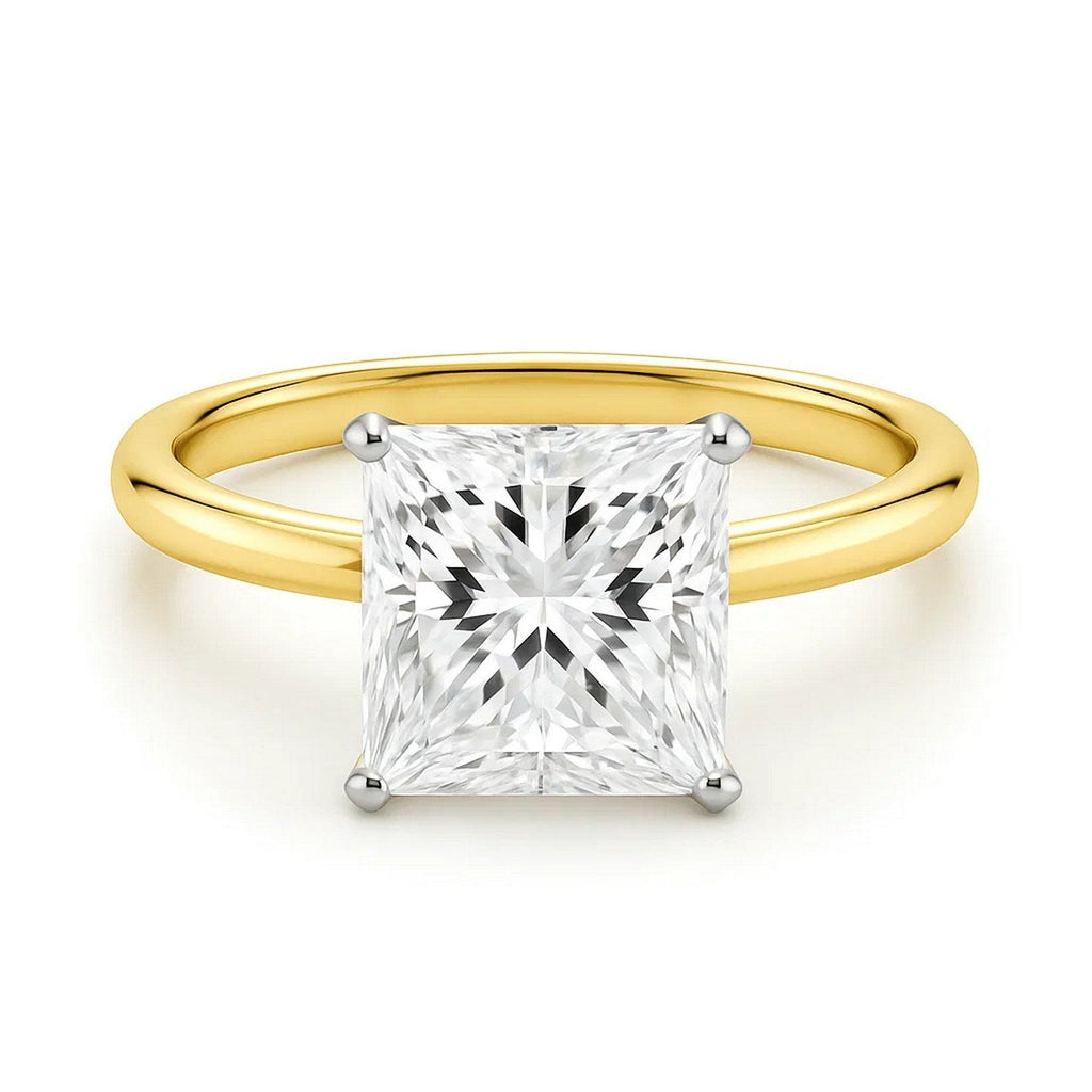 5 Carat Princess Lab Grown Diamond Solitaire Ring in 14K Yellow Gold