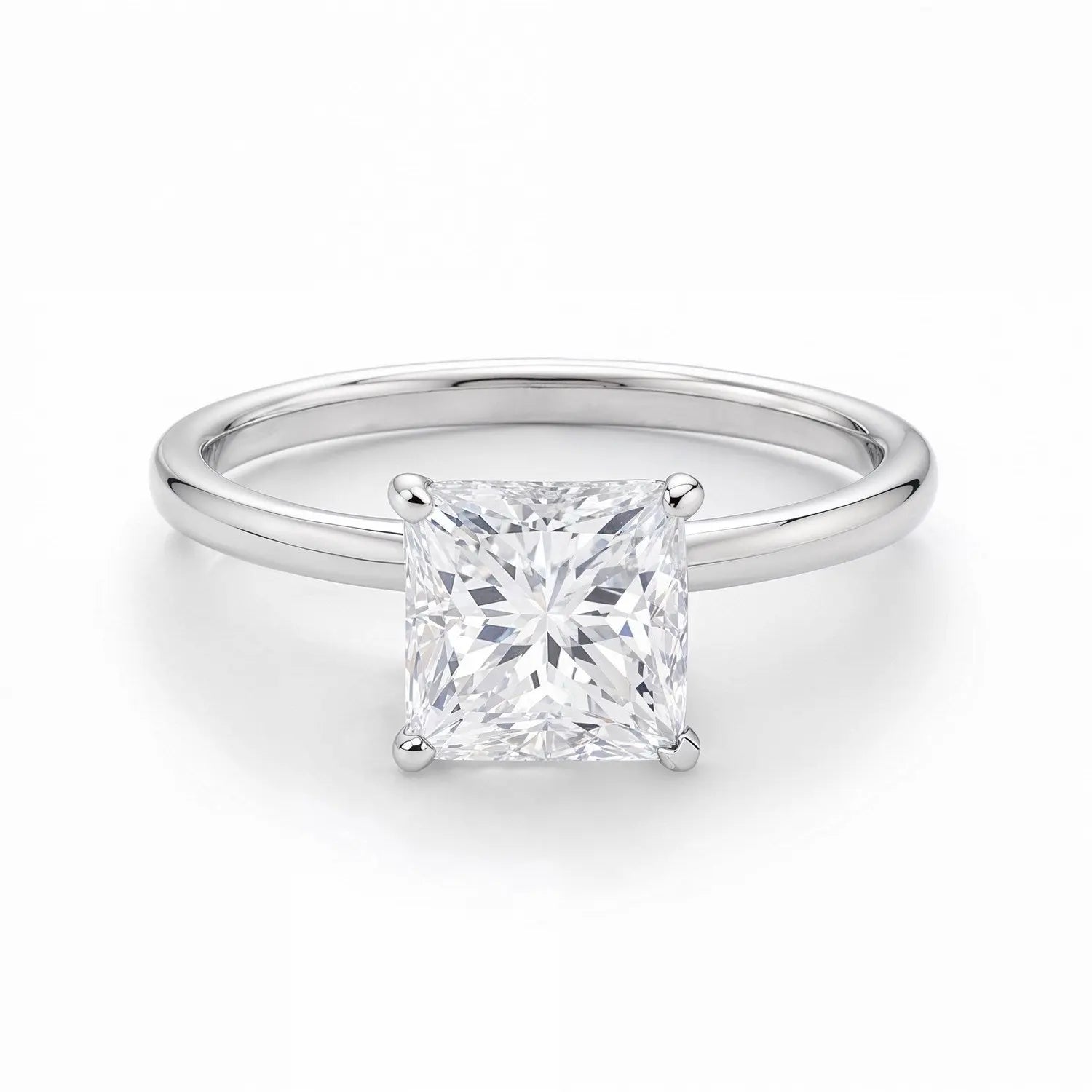 Princess cut lab grown diamond solitaire ring detail view