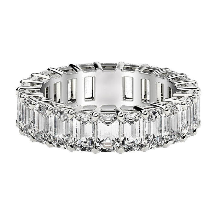 6.00ct Emerald Cut Lab Grown Diamond Eternity Ring 14K White Gold — Top View, DEEVE