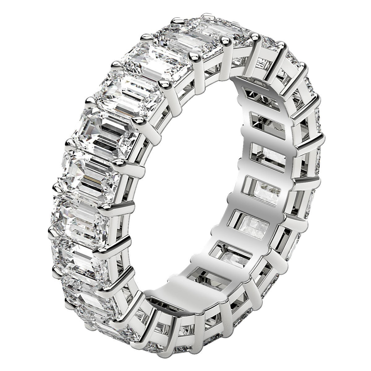 6.00ct Emerald Cut Diamond Eternity Ring — Band Width Close-Up, DEEVE