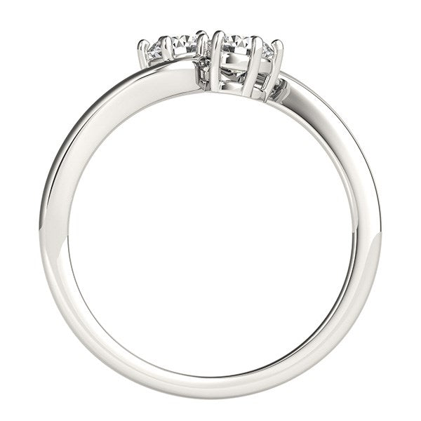 Solitaire Two Stone Diamond Ring in 14K White Gold, 0.46 cttw