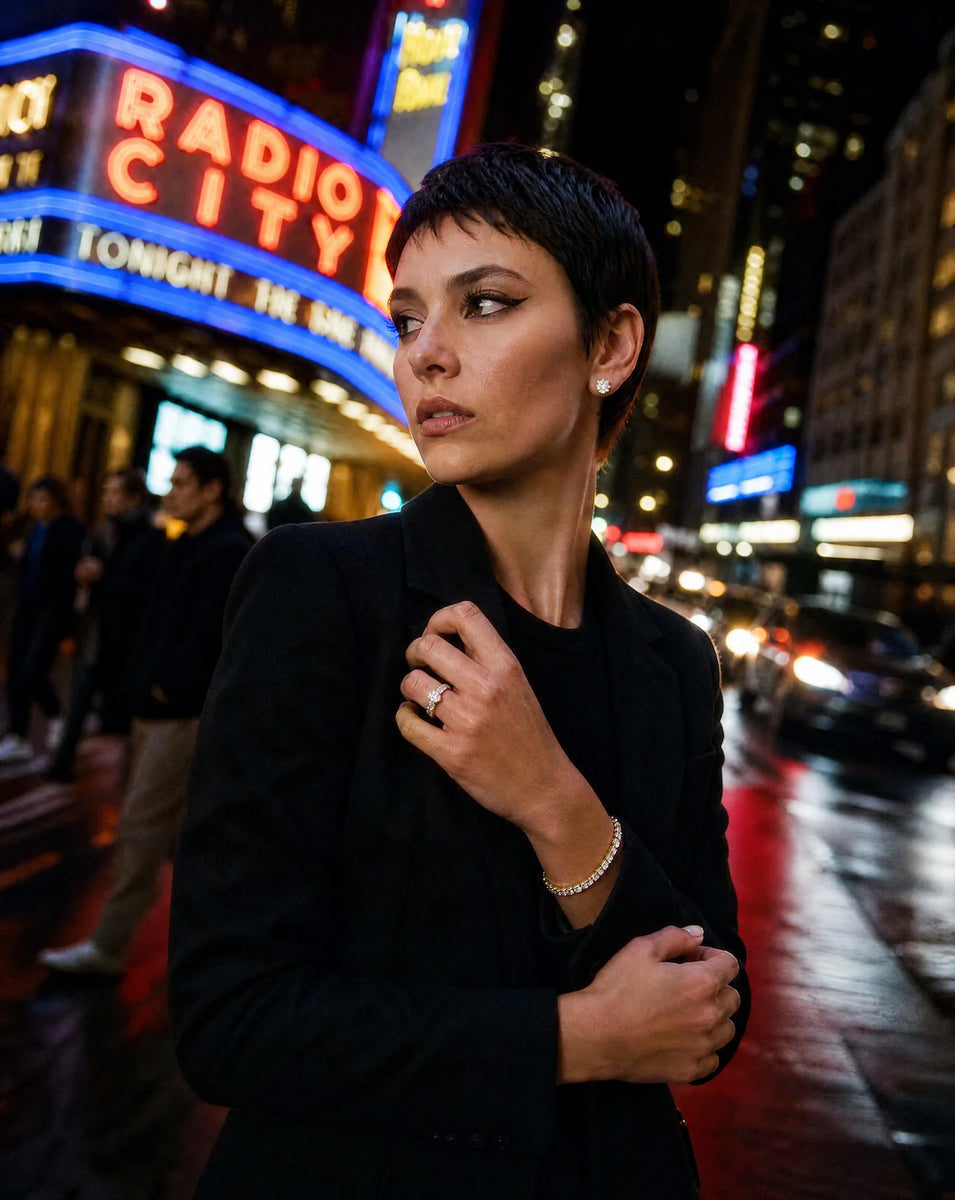 Woman wearing DEEVE fine jewelry — 14K gold and lab grown diamond jewelry Ontario Canada